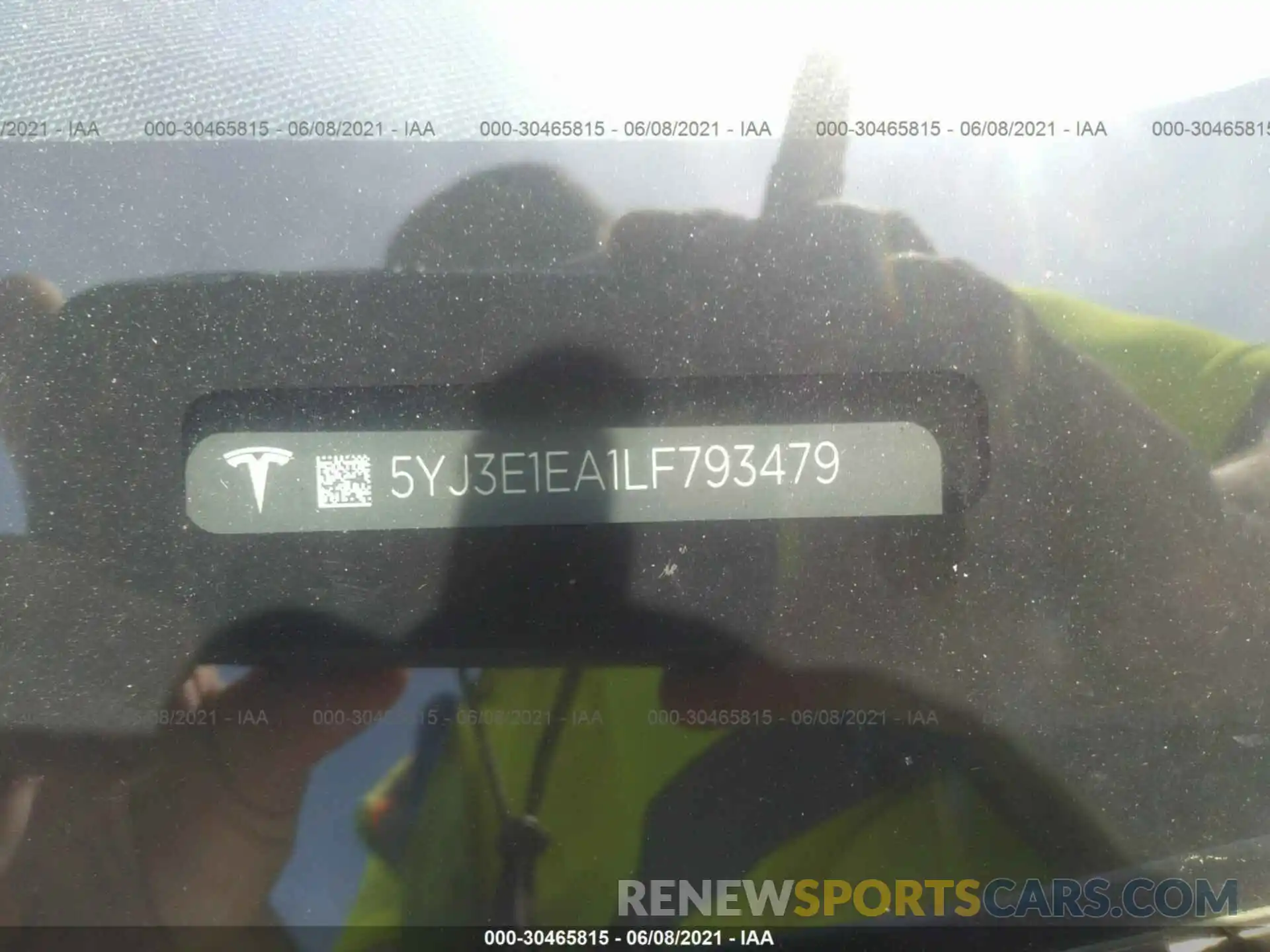 9 Photograph of a damaged car 5YJ3E1EA1LF793479 TESLA MODEL 3 2020