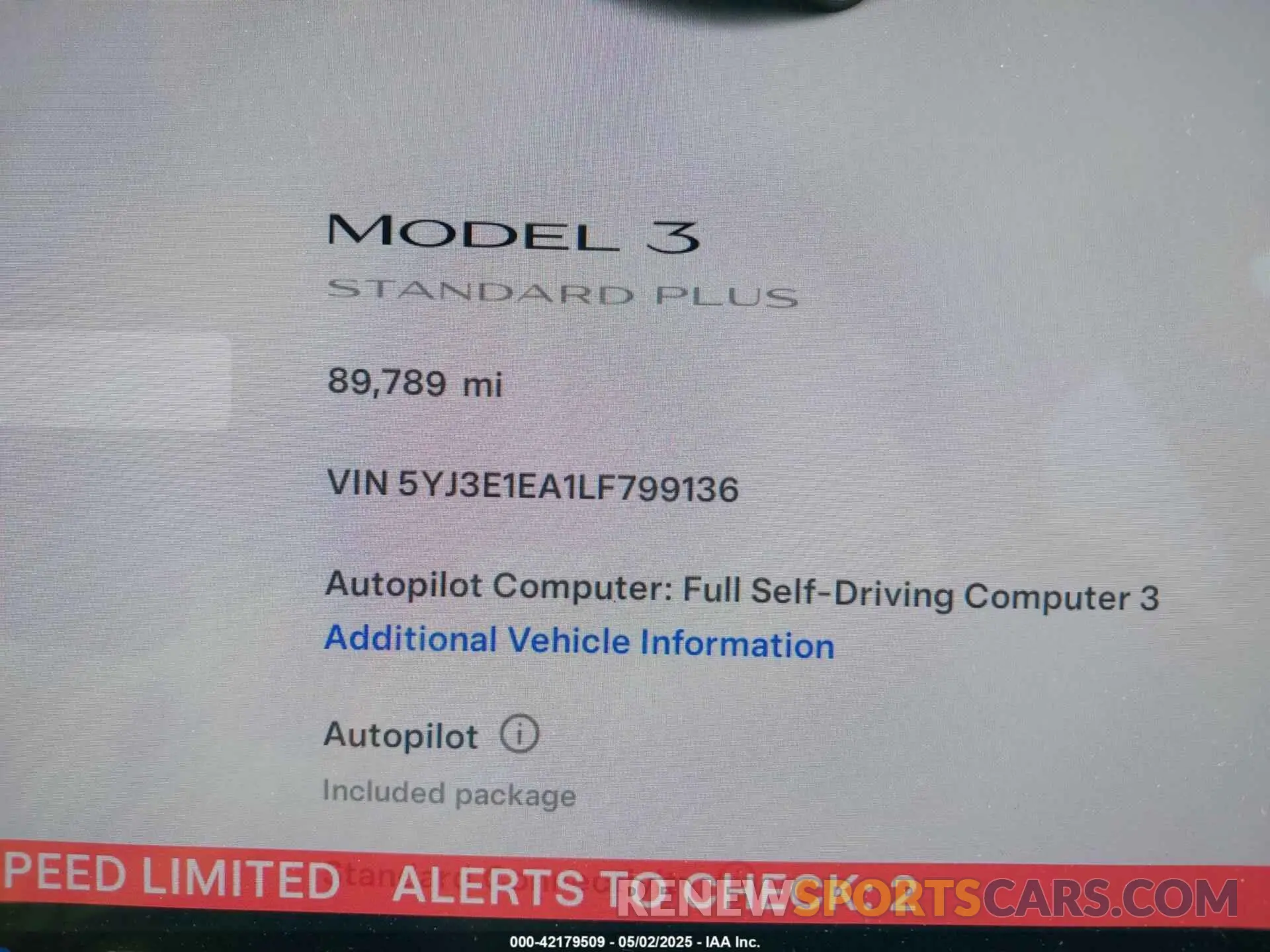 16 Photograph of a damaged car 5YJ3E1EA1LF799136 TESLA MODEL 3 2020