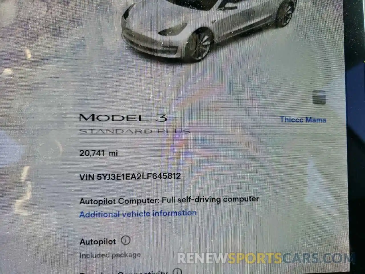 8 Photograph of a damaged car 5YJ3E1EA2LF645812 TESLA MODEL 3 2020