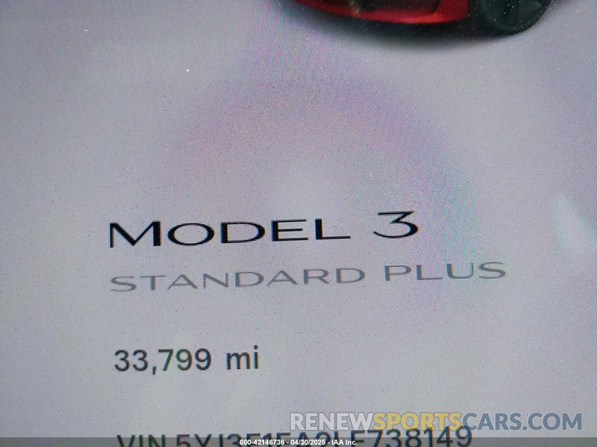 16 Photograph of a damaged car 5YJ3E1EA2LF738149 TESLA MODEL 3 2020