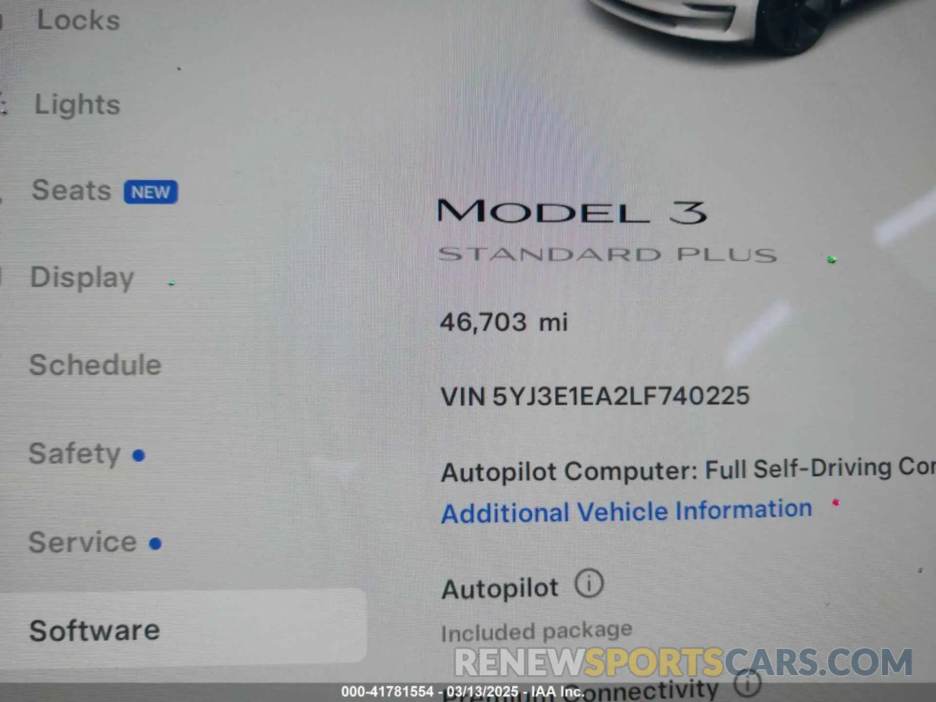 14 Photograph of a damaged car 5YJ3E1EA2LF740225 TESLA MODEL 3 2020