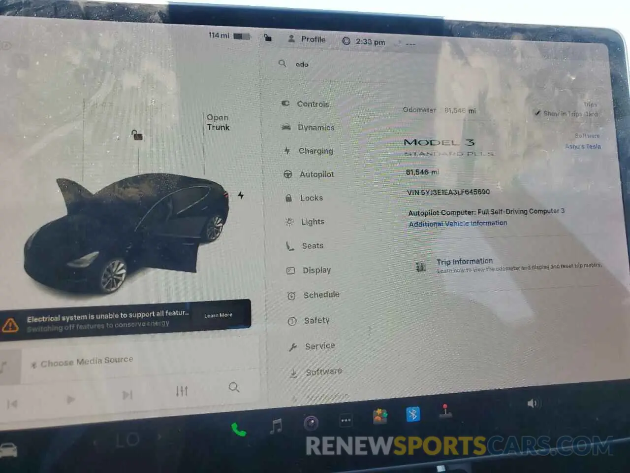 9 Photograph of a damaged car 5YJ3E1EA3LF645690 TESLA MODEL 3 2020