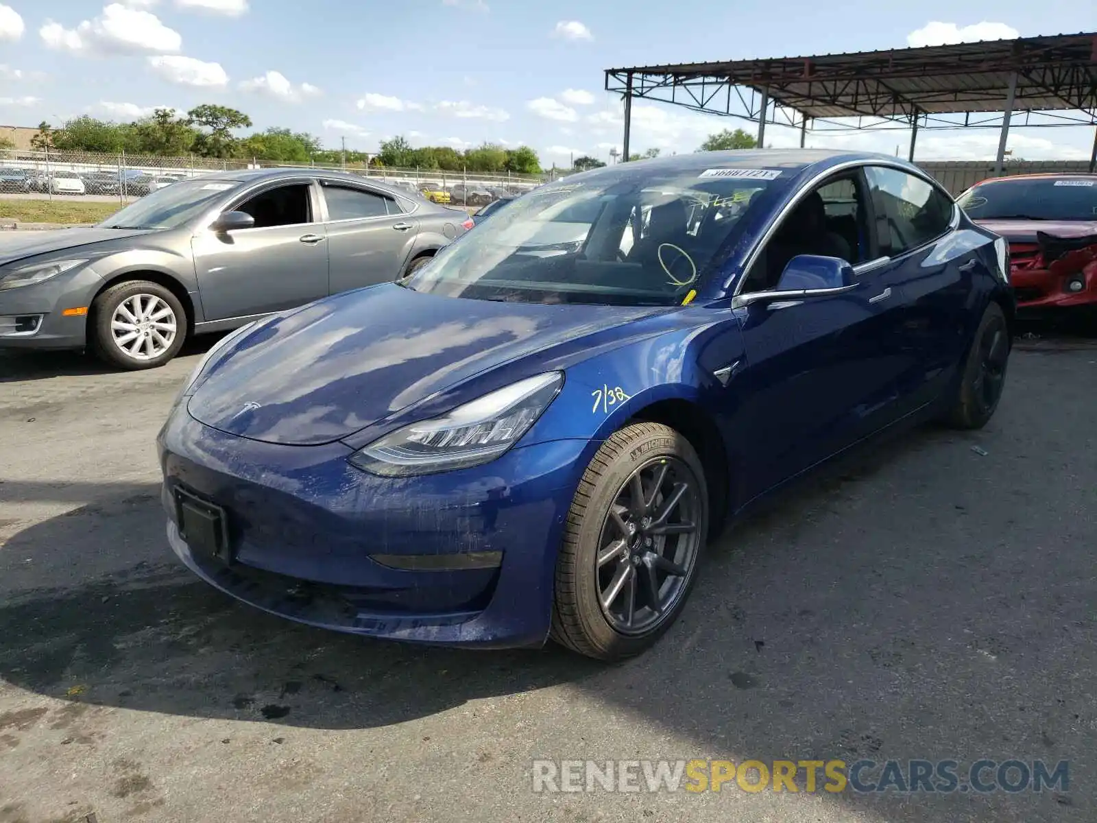 2 Photograph of a damaged car 5YJ3E1EA3LF705743 TESLA MODEL 3 2020