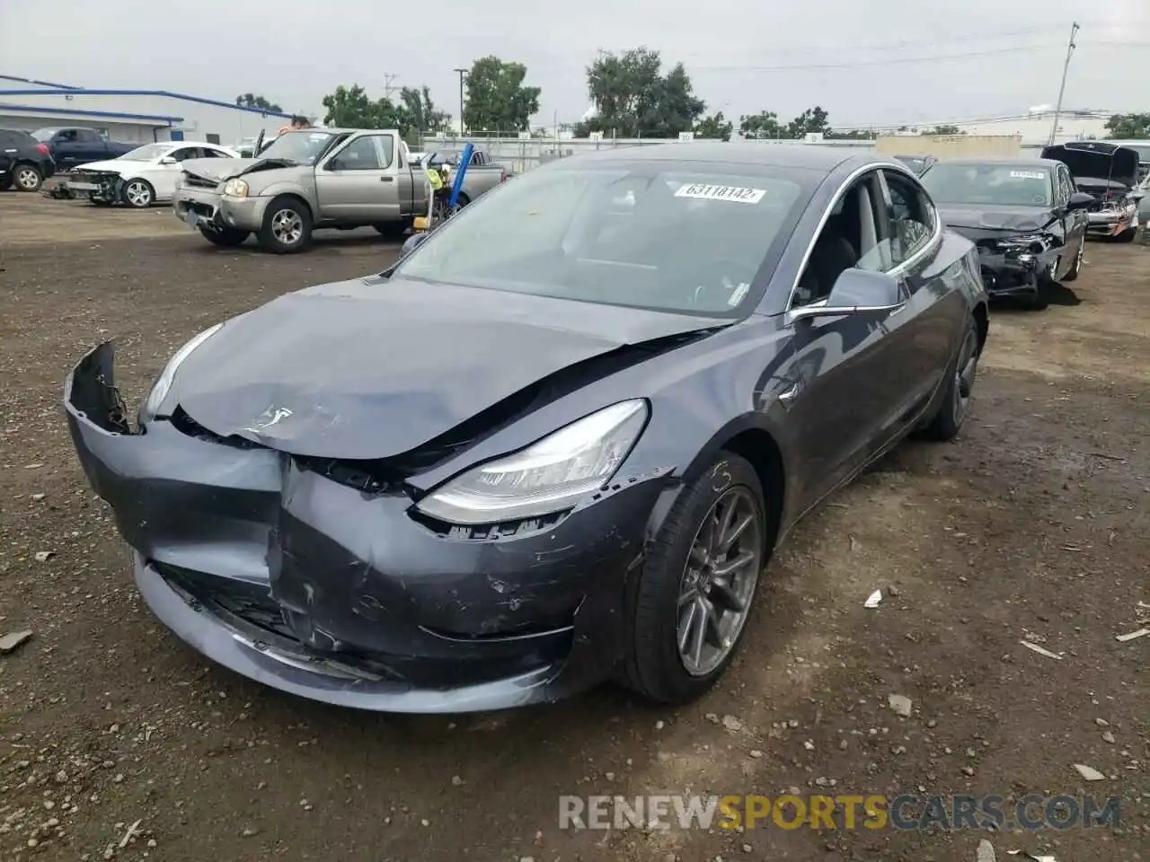 2 Photograph of a damaged car 5YJ3E1EA3LF739374 TESLA MODEL 3 2020