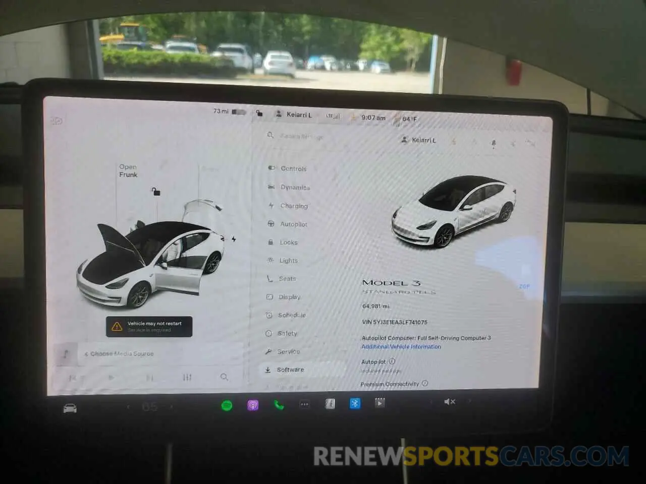 9 Photograph of a damaged car 5YJ3E1EA3LF741075 TESLA MODEL 3 2020