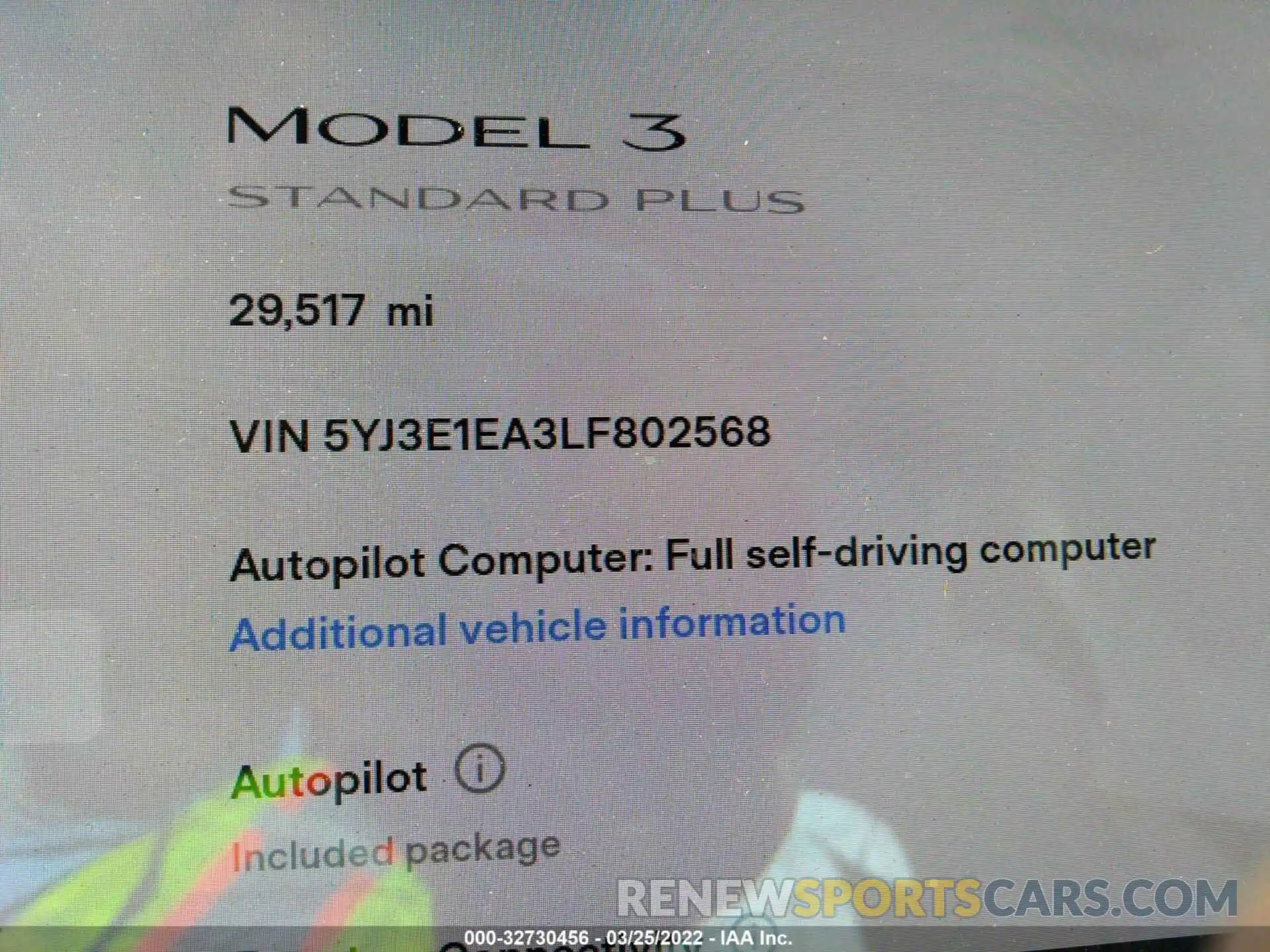 7 Photograph of a damaged car 5YJ3E1EA3LF802568 TESLA MODEL 3 2020