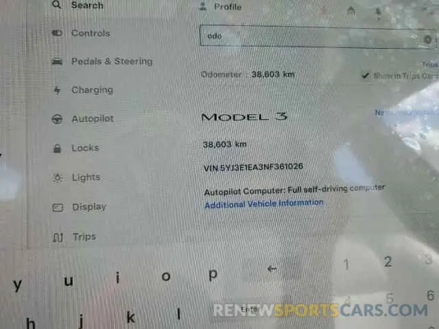 9 Photograph of a damaged car 5YJ3E1EA3NF361026 TESLA MODEL 3 2020