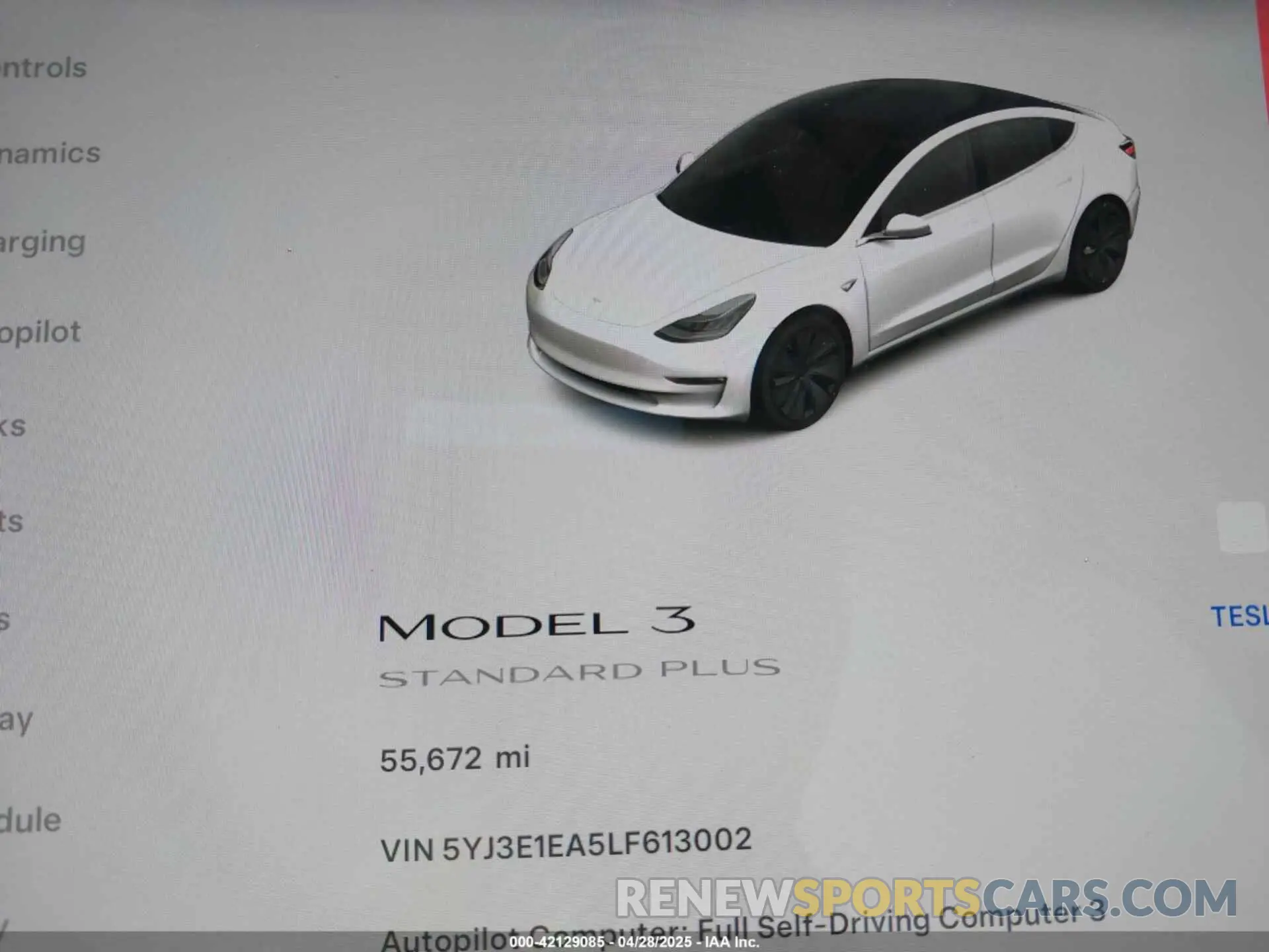 16 Photograph of a damaged car 5YJ3E1EA5LF613002 TESLA MODEL 3 2020