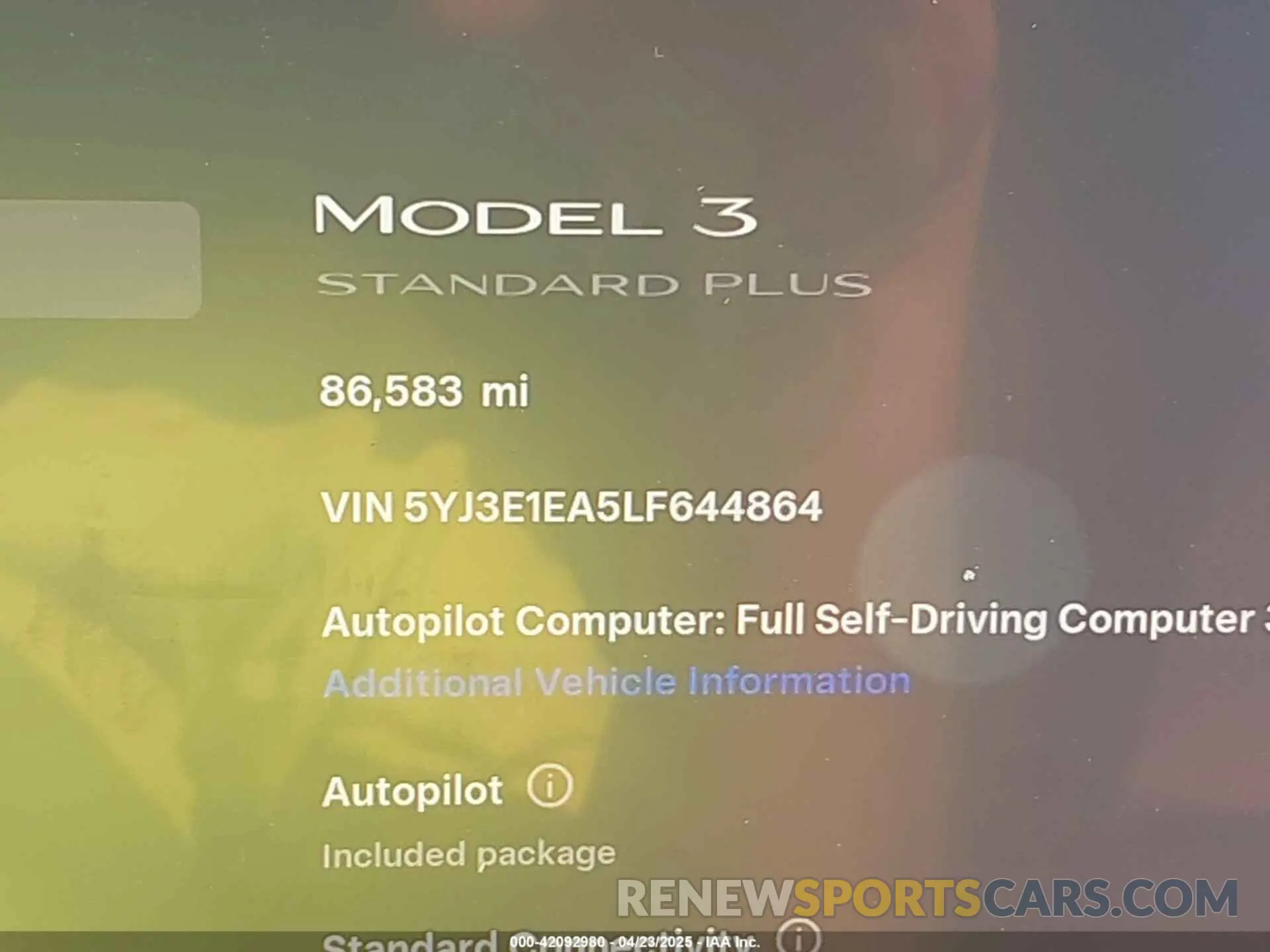 14 Photograph of a damaged car 5YJ3E1EA5LF644864 TESLA MODEL 3 2020