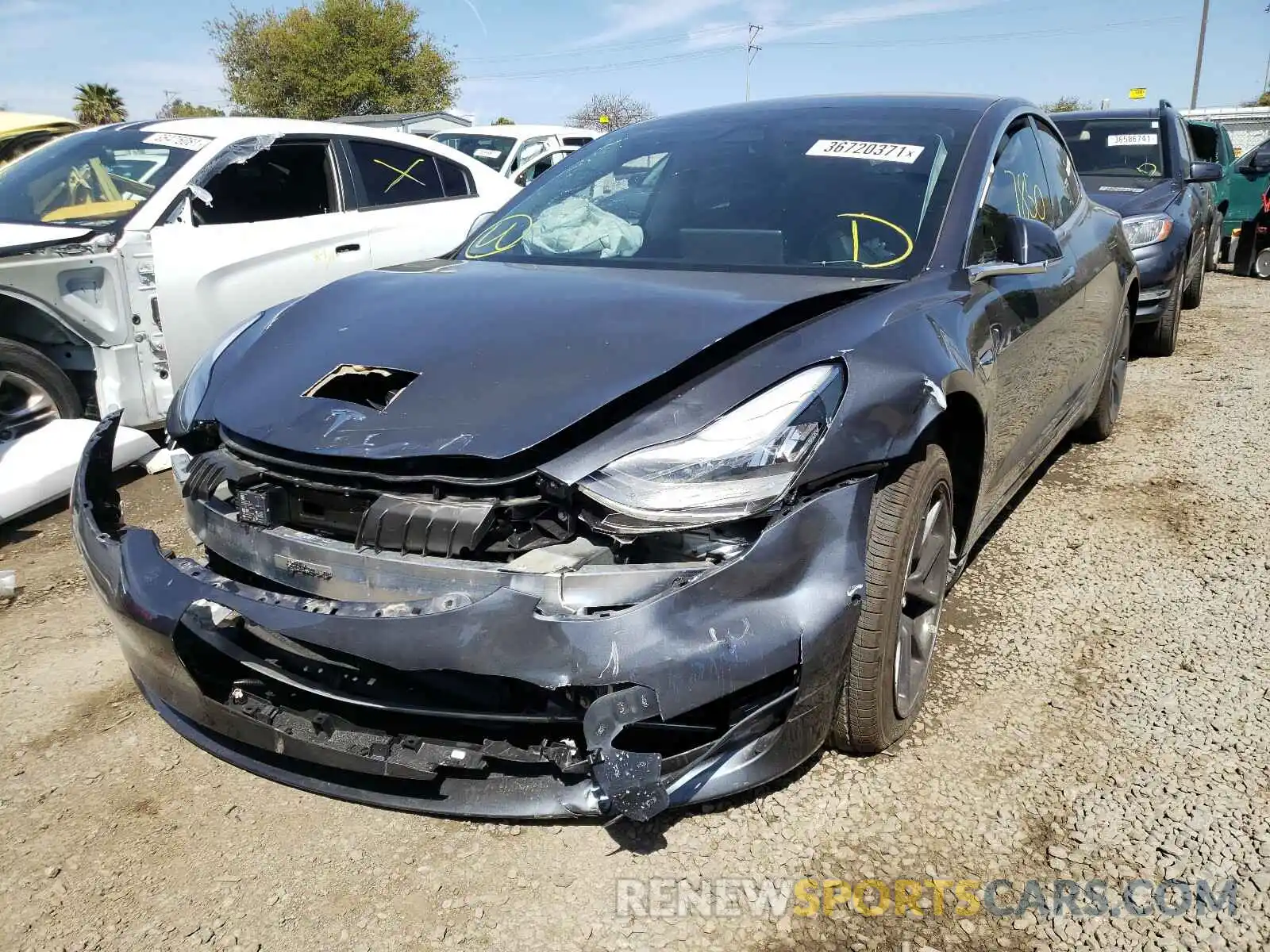 2 Photograph of a damaged car 5YJ3E1EA5LF743426 TESLA MODEL 3 2020