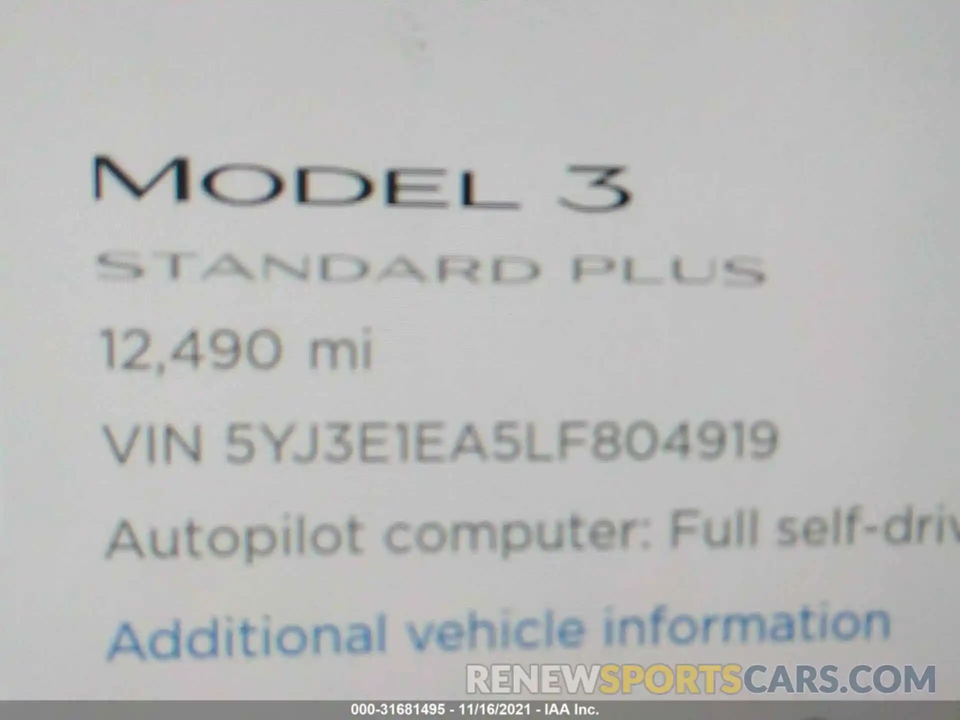 7 Photograph of a damaged car 5YJ3E1EA5LF804919 TESLA MODEL 3 2020