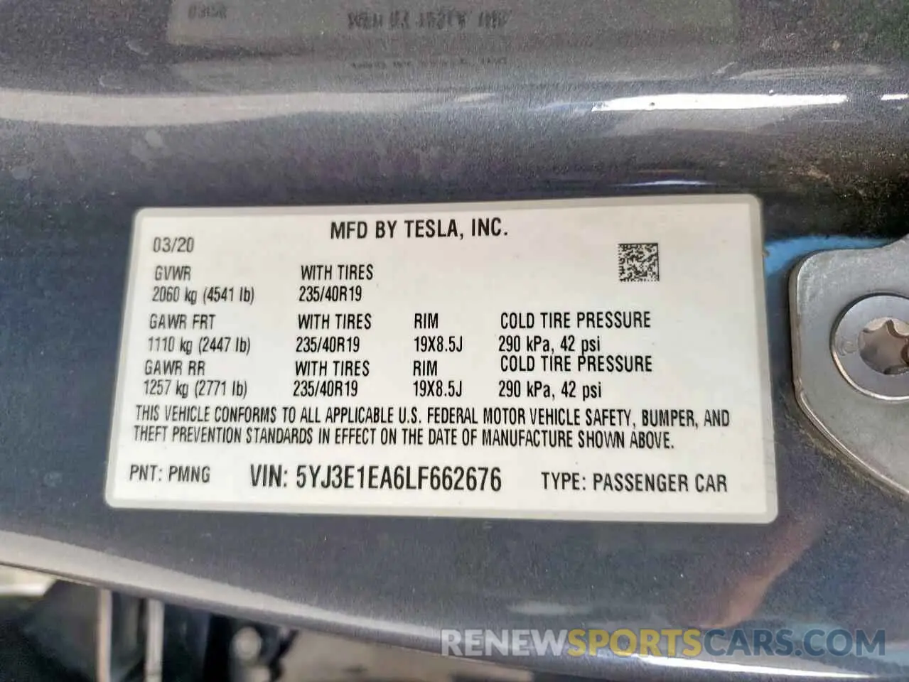 13 Photograph of a damaged car 5YJ3E1EA6LF662676 TESLA MODEL 3 2020