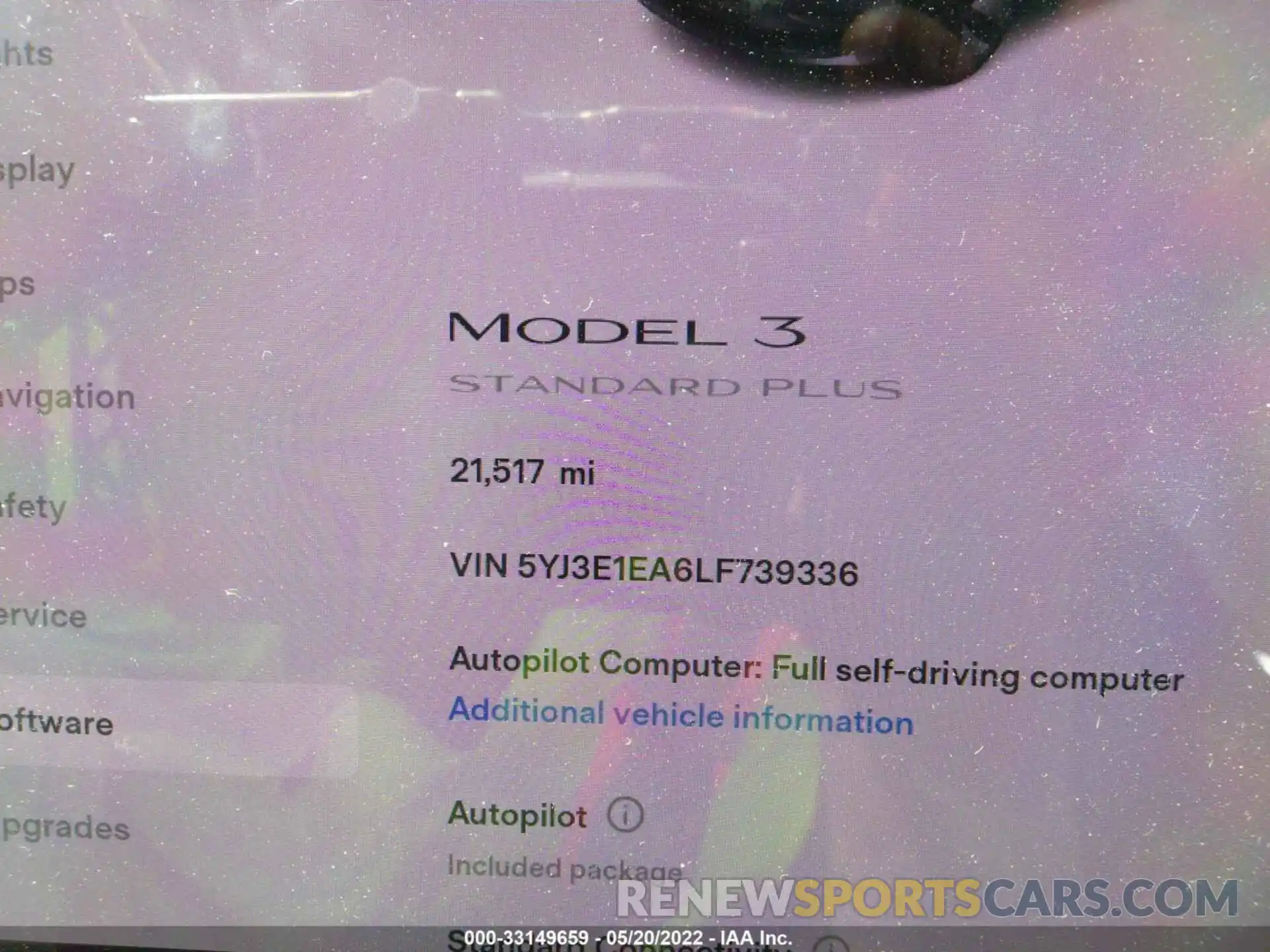 7 Photograph of a damaged car 5YJ3E1EA6LF739336 TESLA MODEL 3 2020