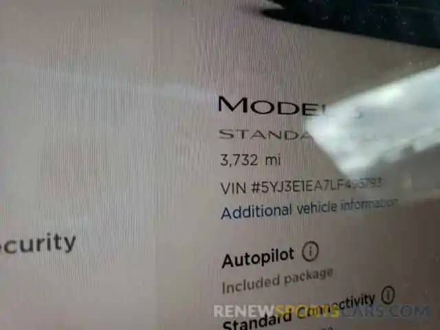 8 Photograph of a damaged car 5YJ3E1EA7LF495793 TESLA MODEL 3 2020