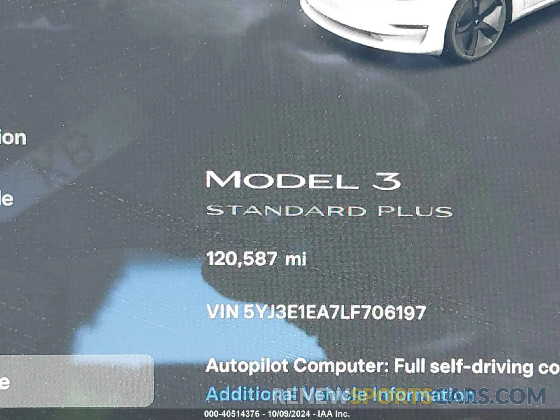 14 Photograph of a damaged car 5YJ3E1EA7LF706197 TESLA MODEL 3 2020