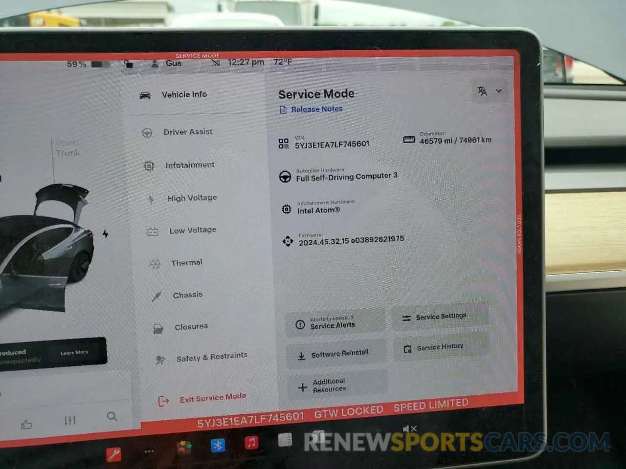 9 Photograph of a damaged car 5YJ3E1EA7LF745601 TESLA MODEL 3 2020