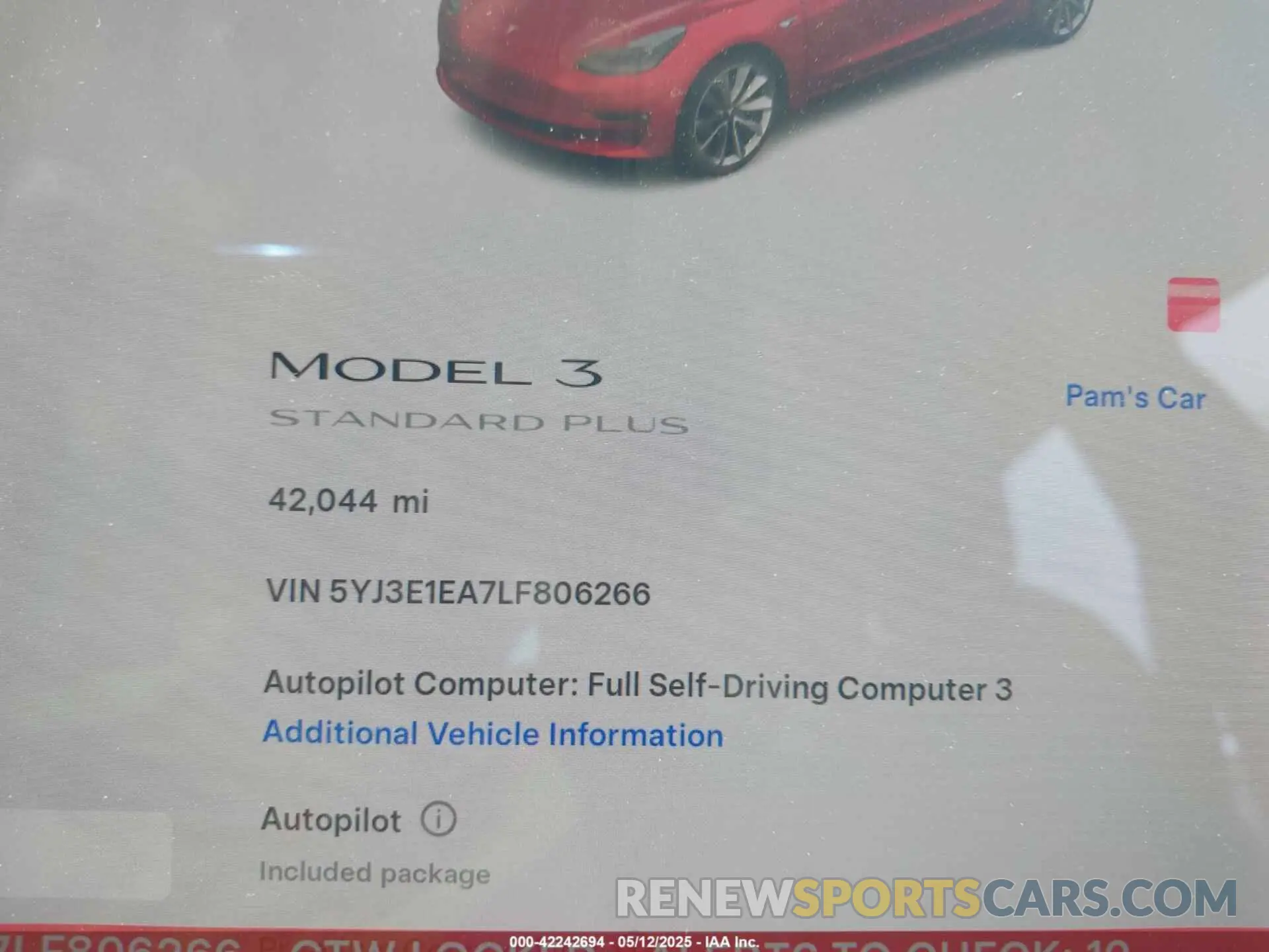16 Photograph of a damaged car 5YJ3E1EA7LF806266 TESLA MODEL 3 2020