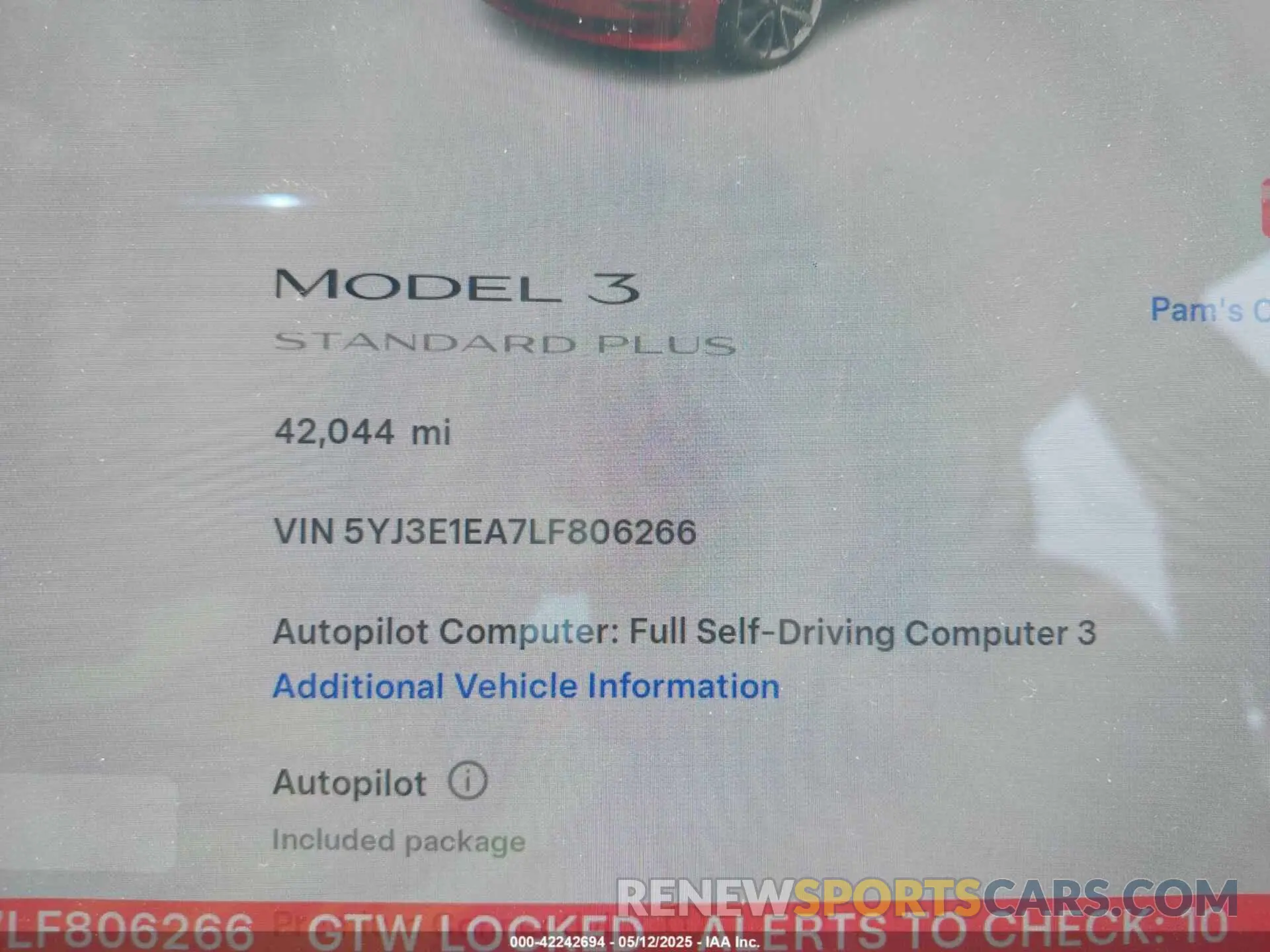 7 Photograph of a damaged car 5YJ3E1EA7LF806266 TESLA MODEL 3 2020