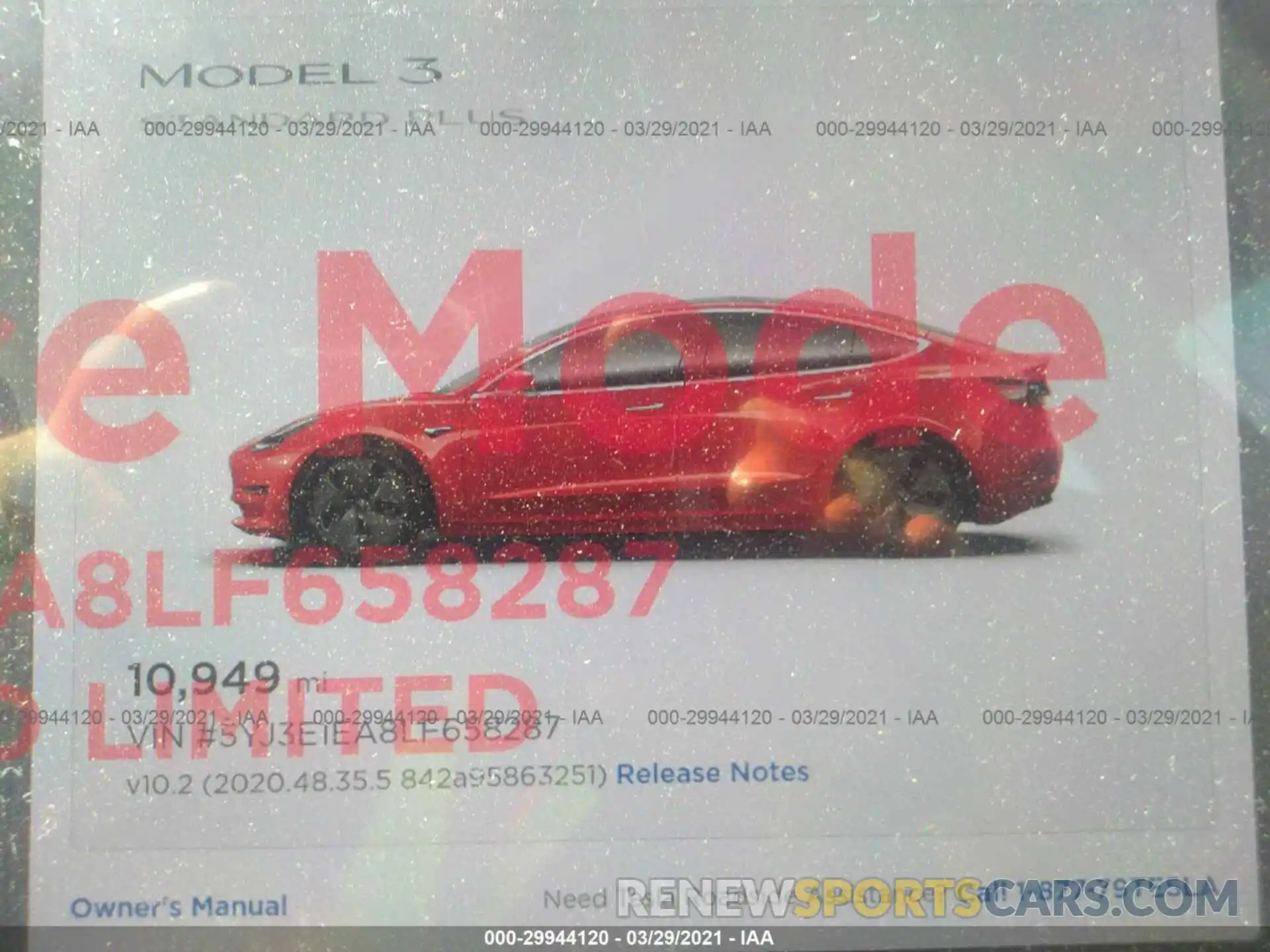 7 Photograph of a damaged car 5YJ3E1EA8LF658287 TESLA MODEL 3 2020