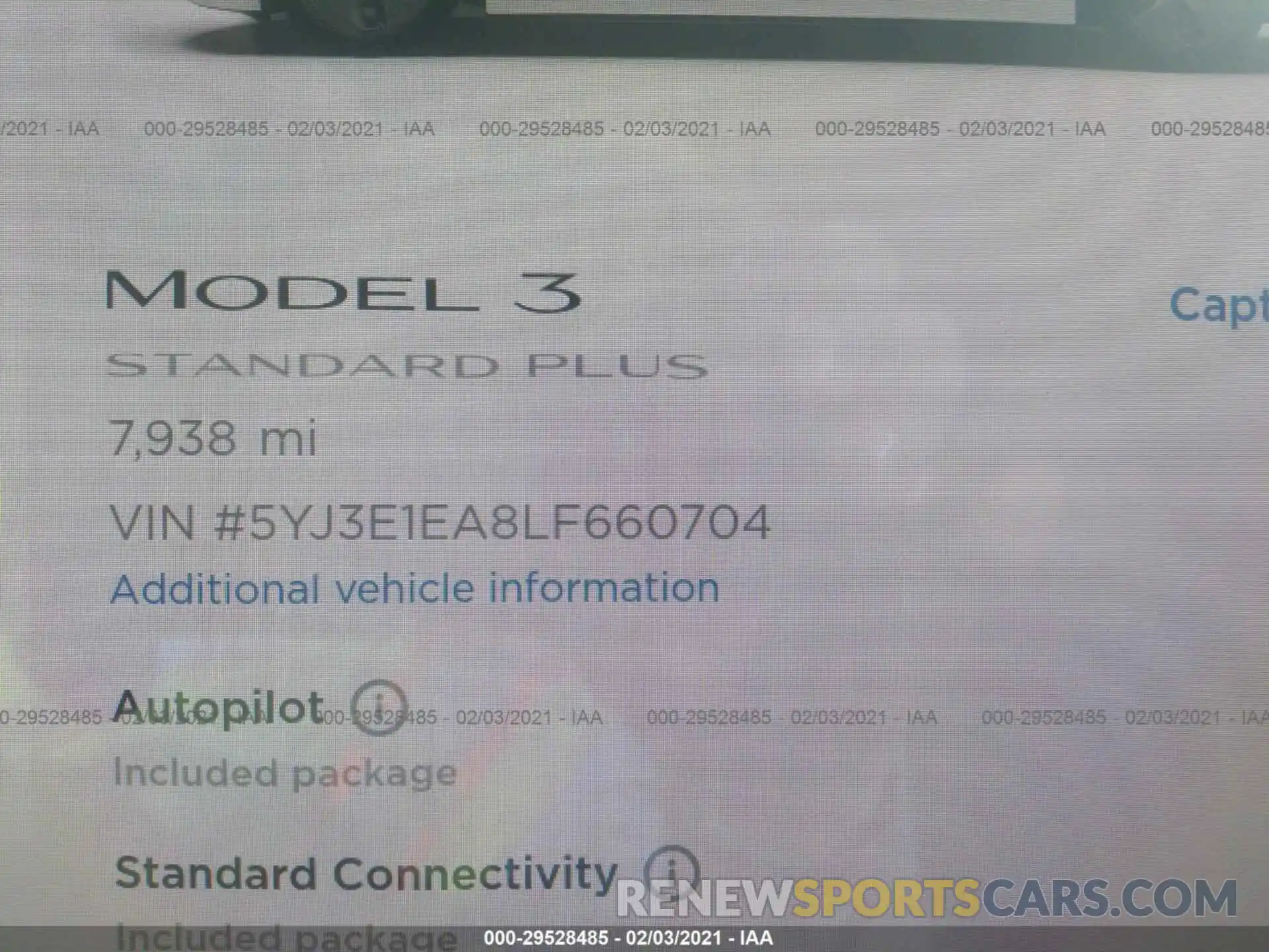 7 Photograph of a damaged car 5YJ3E1EA8LF660704 TESLA MODEL 3 2020