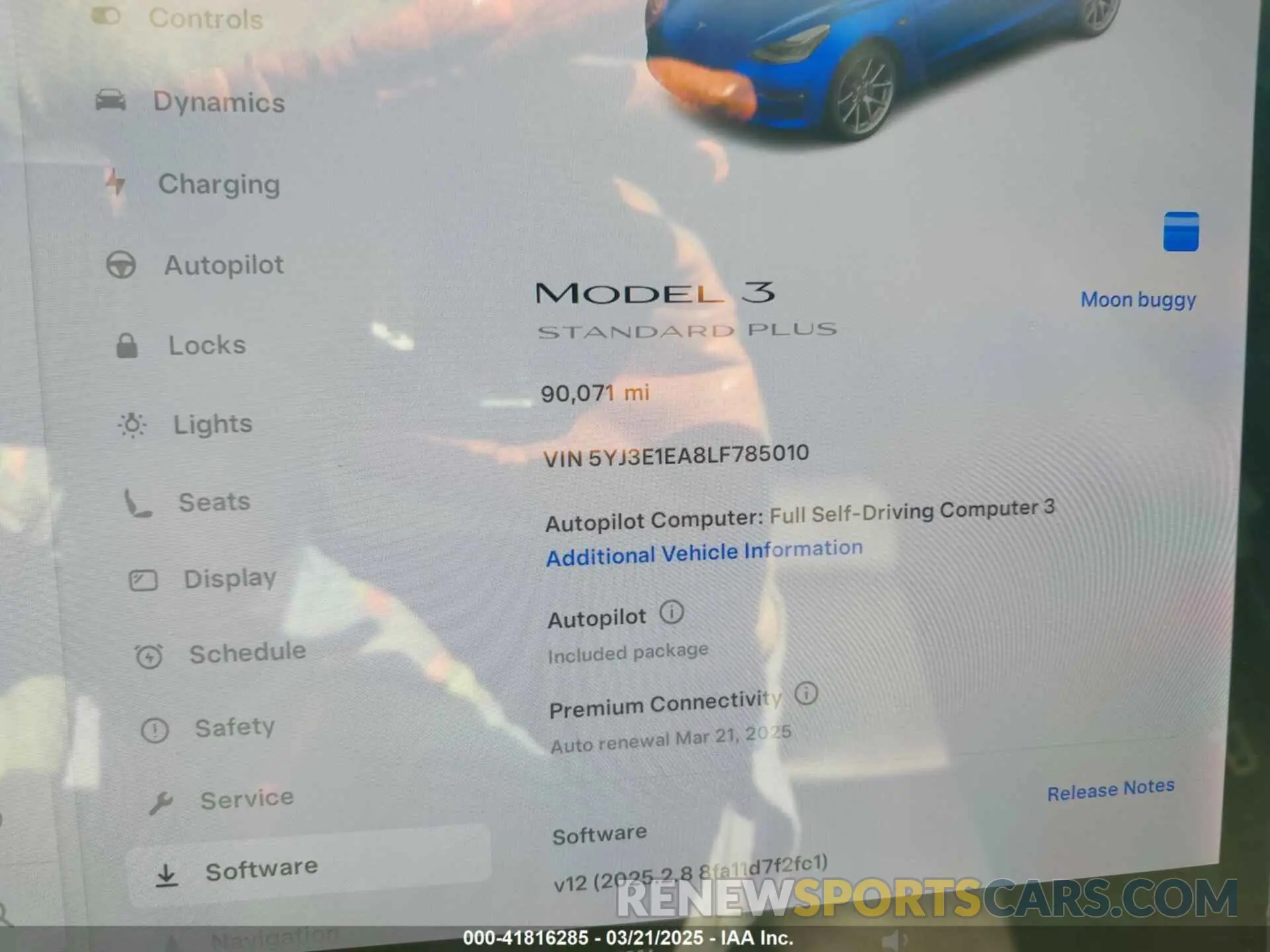 7 Photograph of a damaged car 5YJ3E1EA8LF785010 TESLA MODEL 3 2020