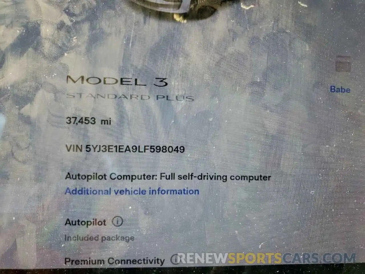 8 Photograph of a damaged car 5YJ3E1EA9LF598049 TESLA MODEL 3 2020