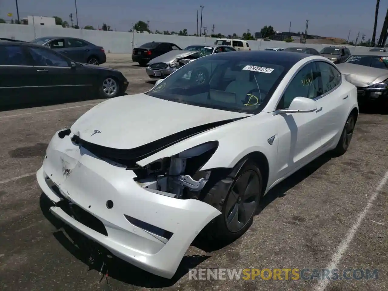 2 Photograph of a damaged car 5YJ3E1EA9LF615691 TESLA MODEL 3 2020