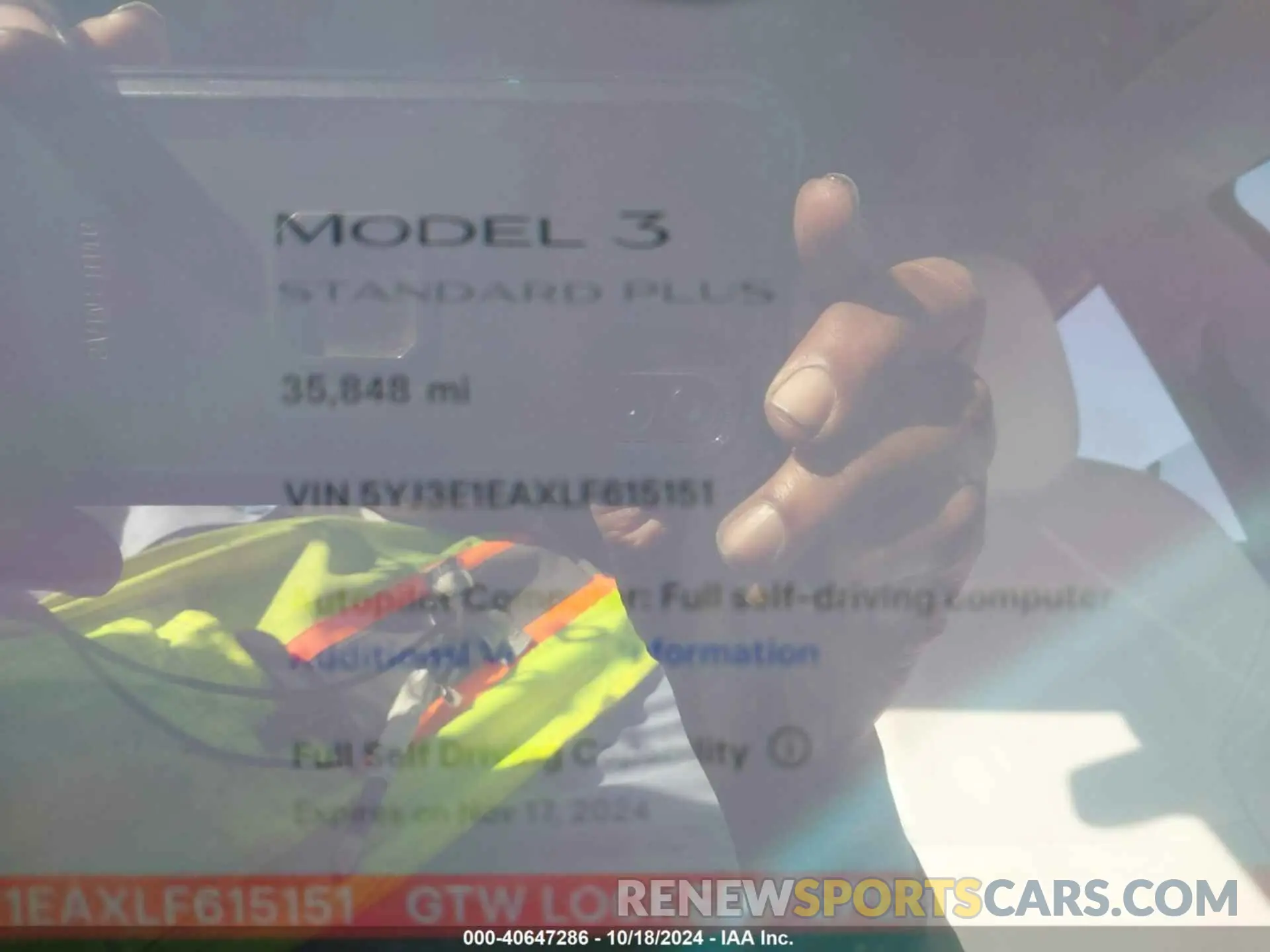 7 Photograph of a damaged car 5YJ3E1EAXLF615151 TESLA MODEL 3 2020