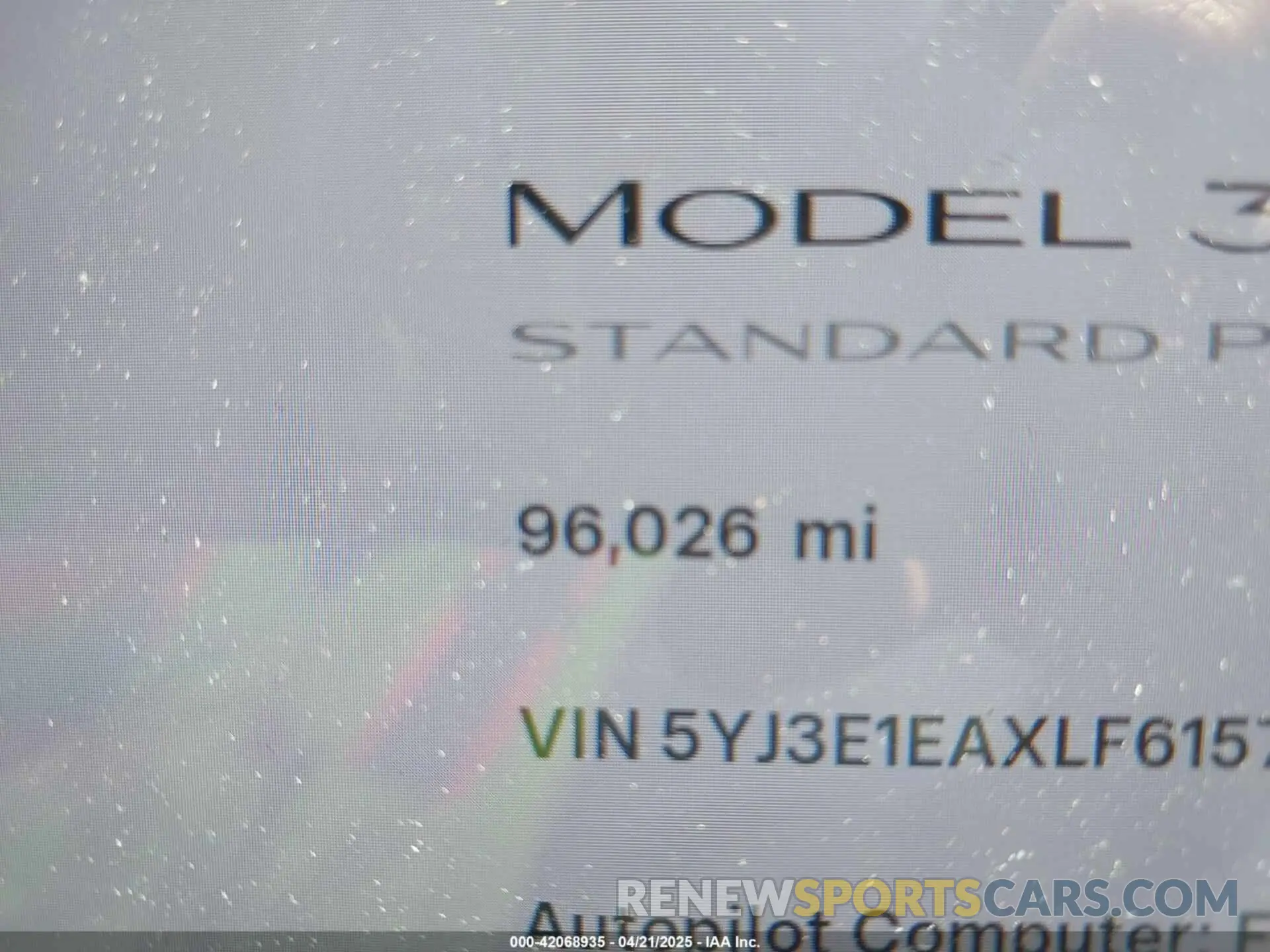 15 Photograph of a damaged car 5YJ3E1EAXLF615781 TESLA MODEL 3 2020