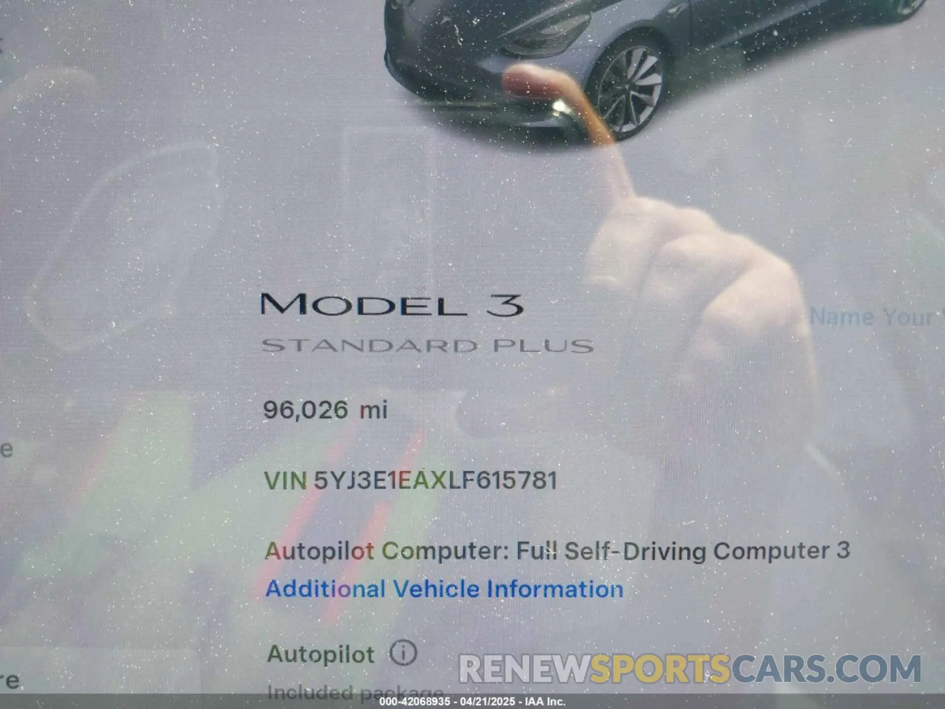 7 Photograph of a damaged car 5YJ3E1EAXLF615781 TESLA MODEL 3 2020