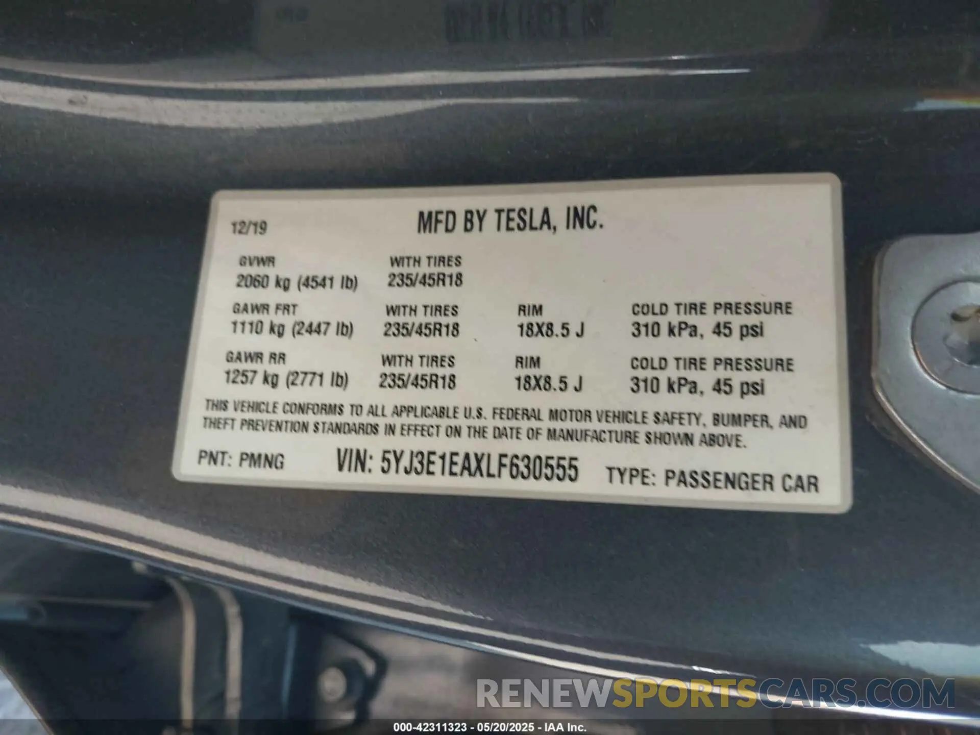 9 Photograph of a damaged car 5YJ3E1EAXLF630555 TESLA MODEL 3 2020
