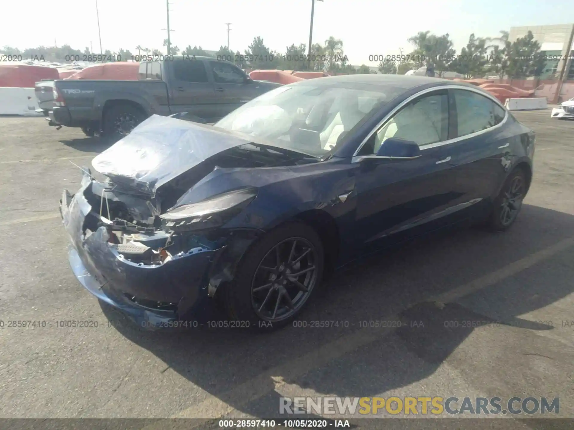 2 Photograph of a damaged car 5YJ3E1EAXLF709787 TESLA MODEL 3 2020