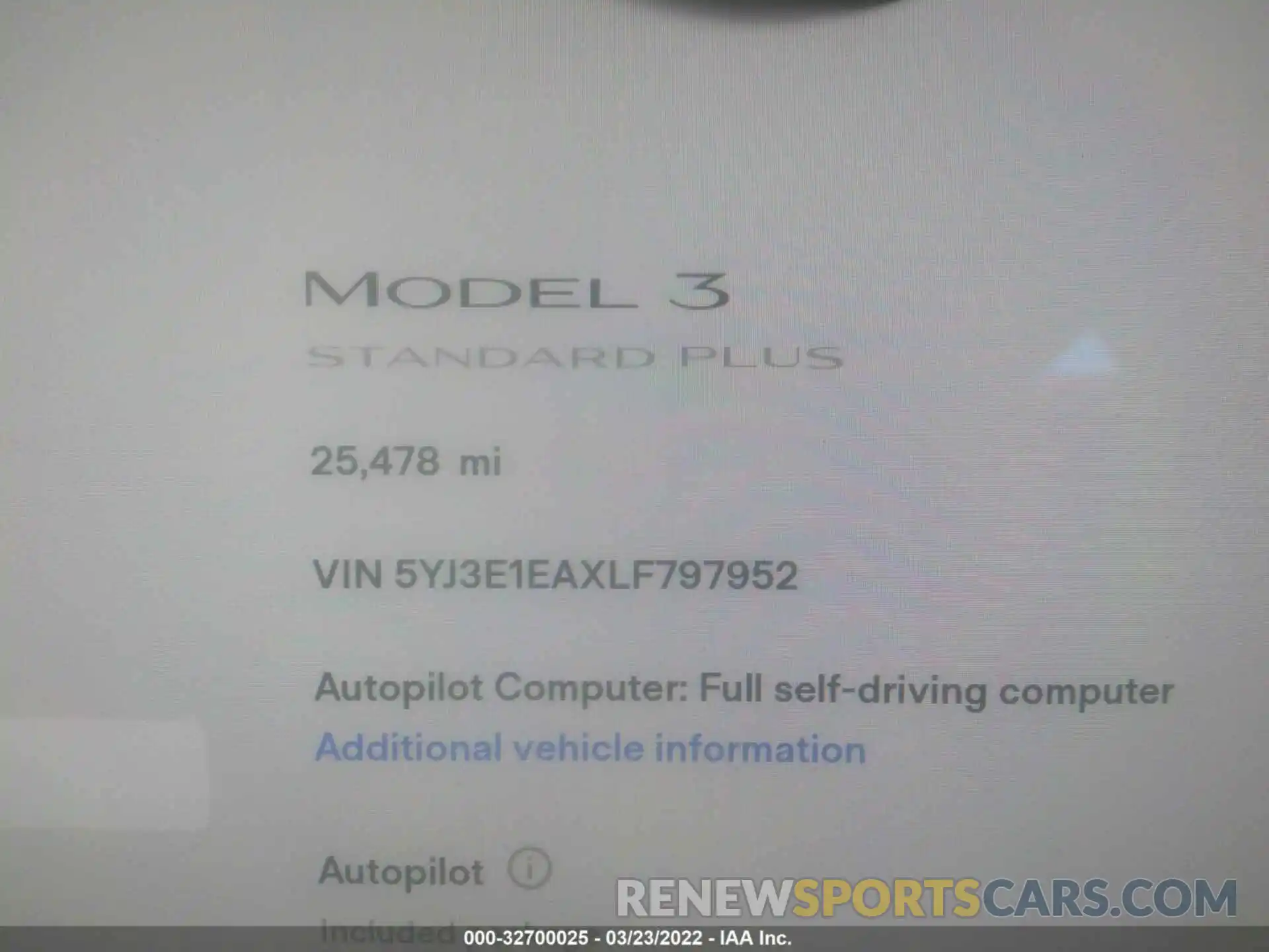 7 Photograph of a damaged car 5YJ3E1EAXLF797952 TESLA MODEL 3 2020