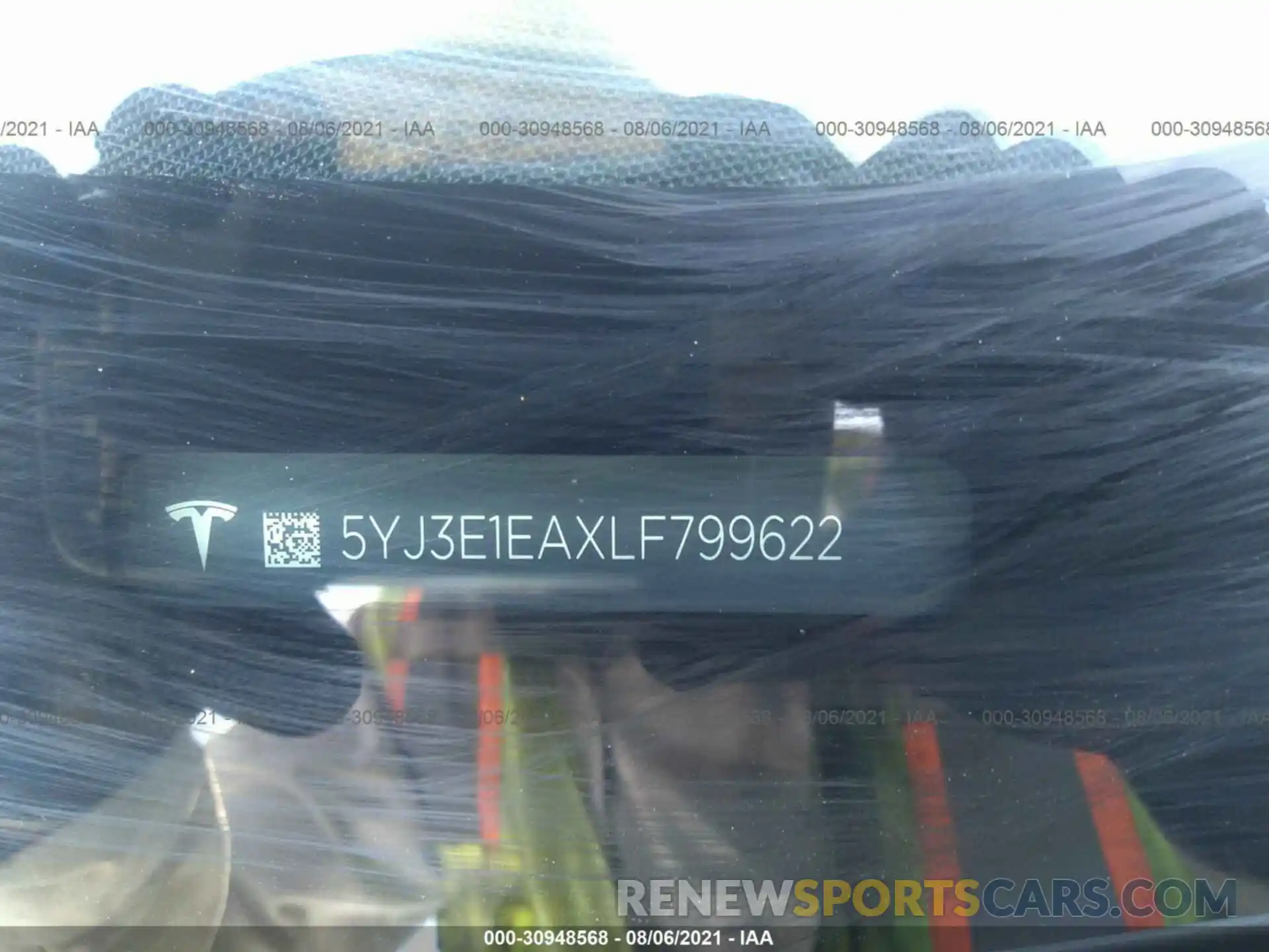 9 Photograph of a damaged car 5YJ3E1EAXLF799622 TESLA MODEL 3 2020