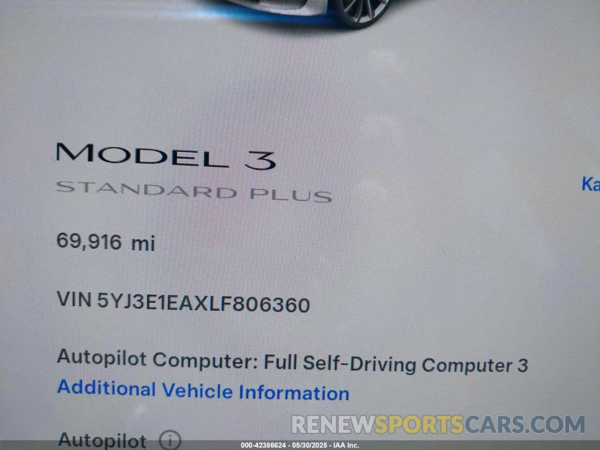 7 Photograph of a damaged car 5YJ3E1EAXLF806360 TESLA MODEL 3 2020