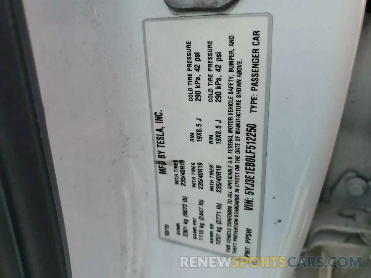 13 Photograph of a damaged car 5YJ3E1EB0LF512250 TESLA MODEL 3 2020