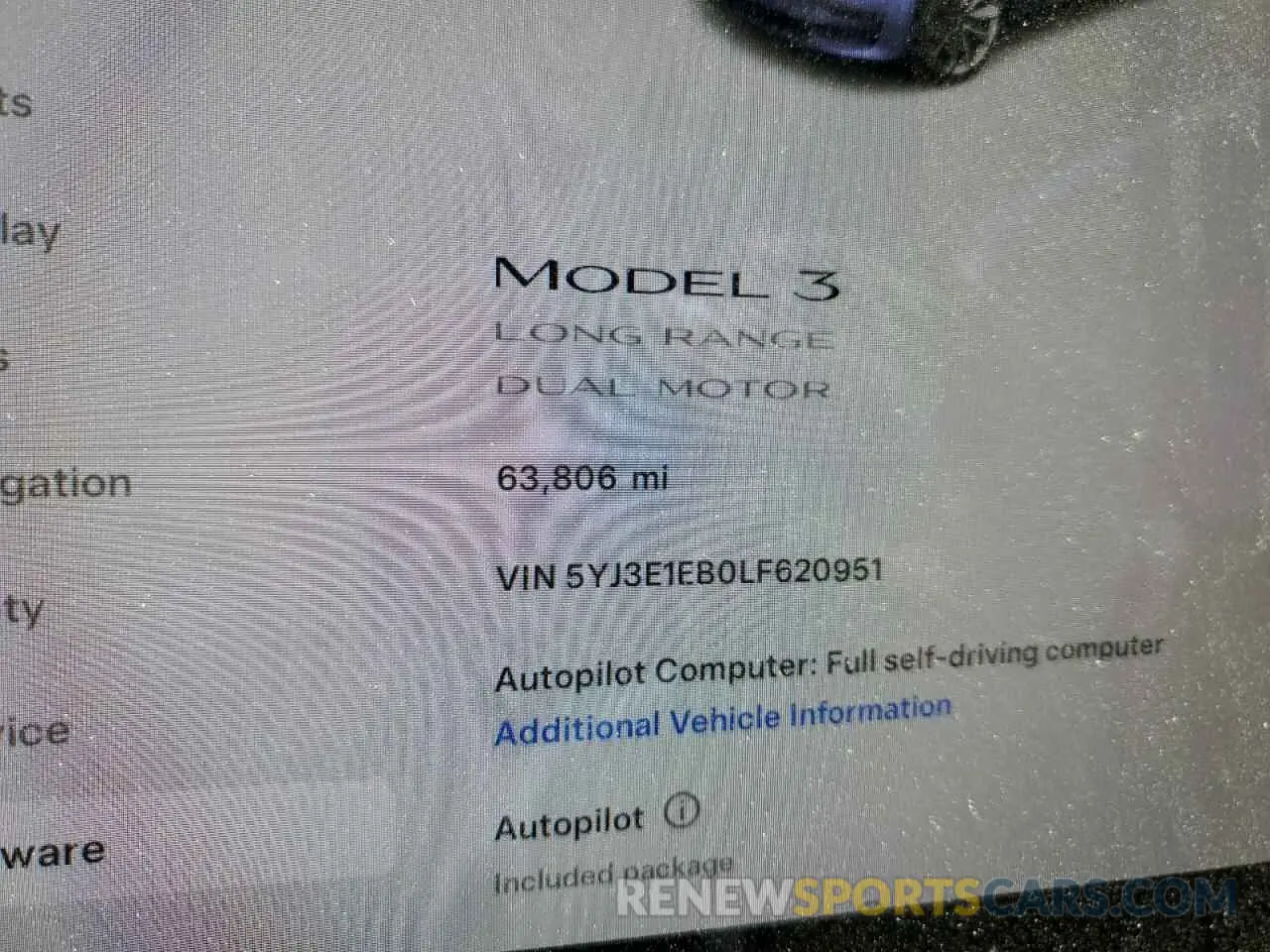 9 Photograph of a damaged car 5YJ3E1EB0LF620951 TESLA MODEL 3 2020