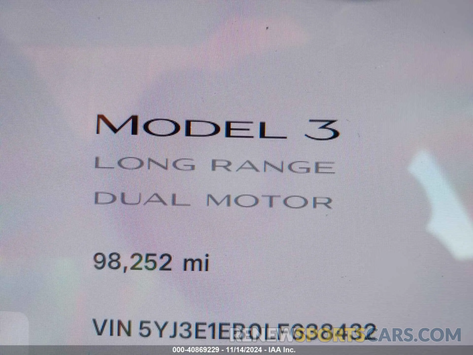 15 Photograph of a damaged car 5YJ3E1EB0LF638432 TESLA MODEL 3 2020