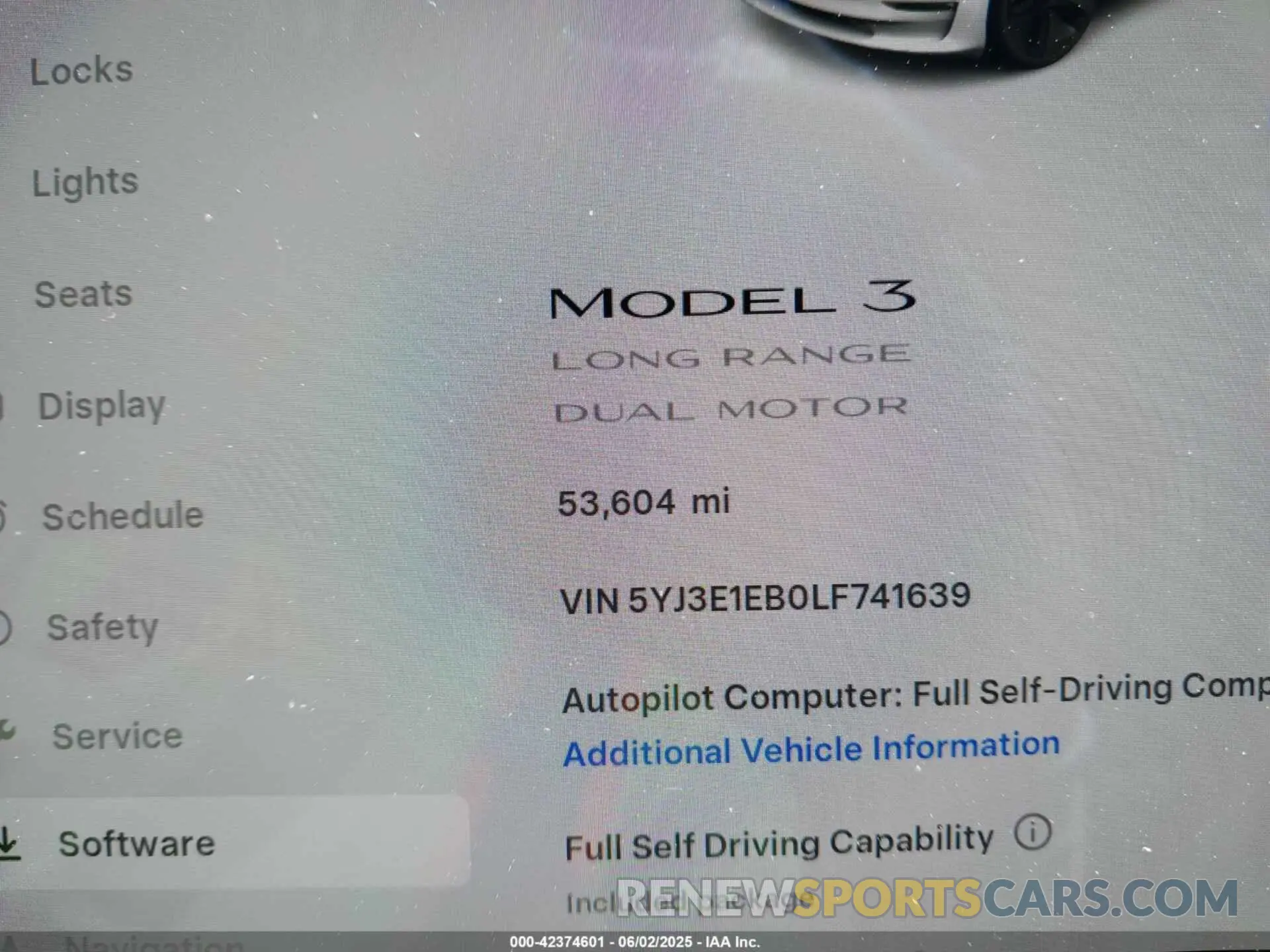 7 Photograph of a damaged car 5YJ3E1EB0LF741639 TESLA MODEL 3 2020