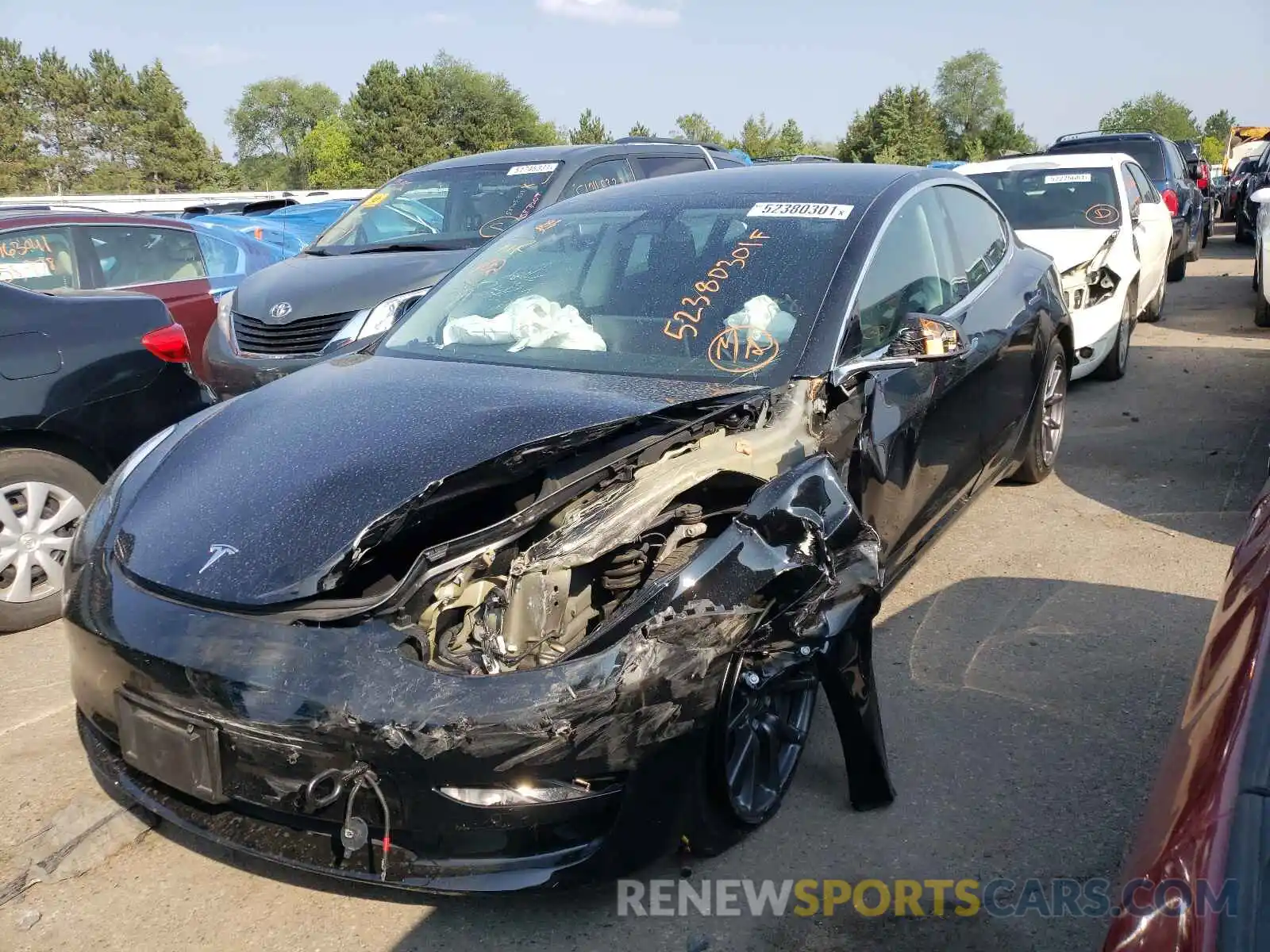 2 Photograph of a damaged car 5YJ3E1EB1LF520616 TESLA MODEL 3 2020