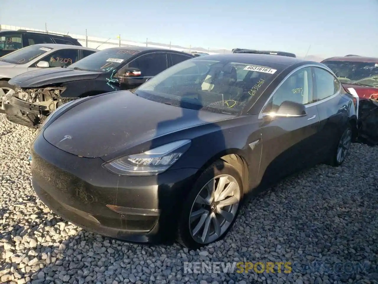 2 Photograph of a damaged car 5YJ3E1EB1LF600692 TESLA MODEL 3 2020