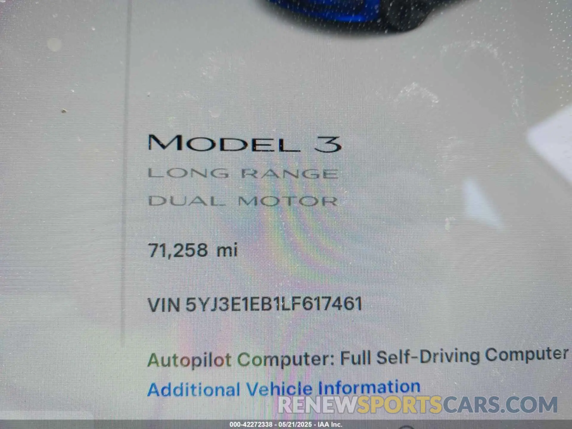 16 Photograph of a damaged car 5YJ3E1EB1LF617461 TESLA MODEL 3 2020