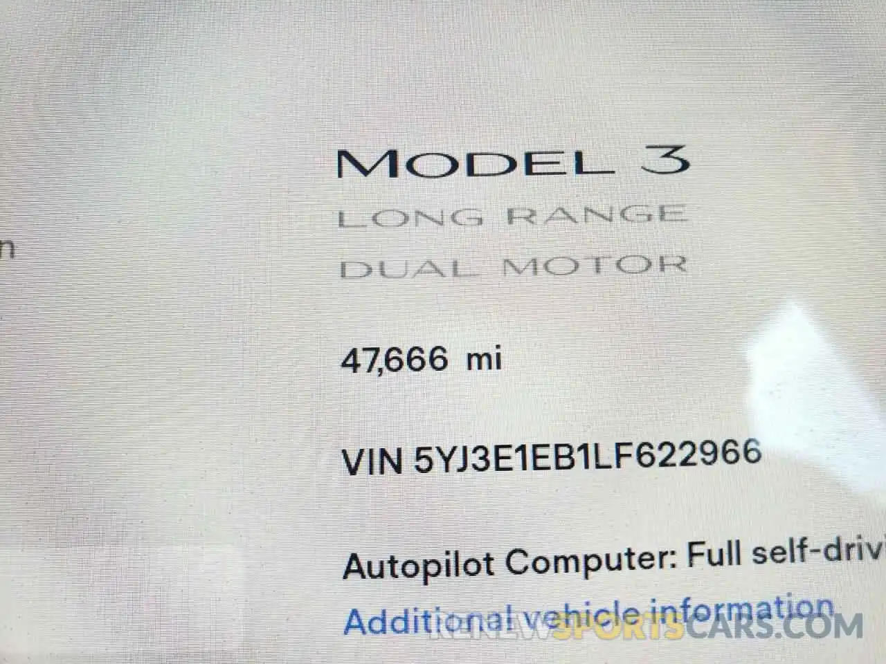 8 Photograph of a damaged car 5YJ3E1EB1LF622966 TESLA MODEL 3 2020