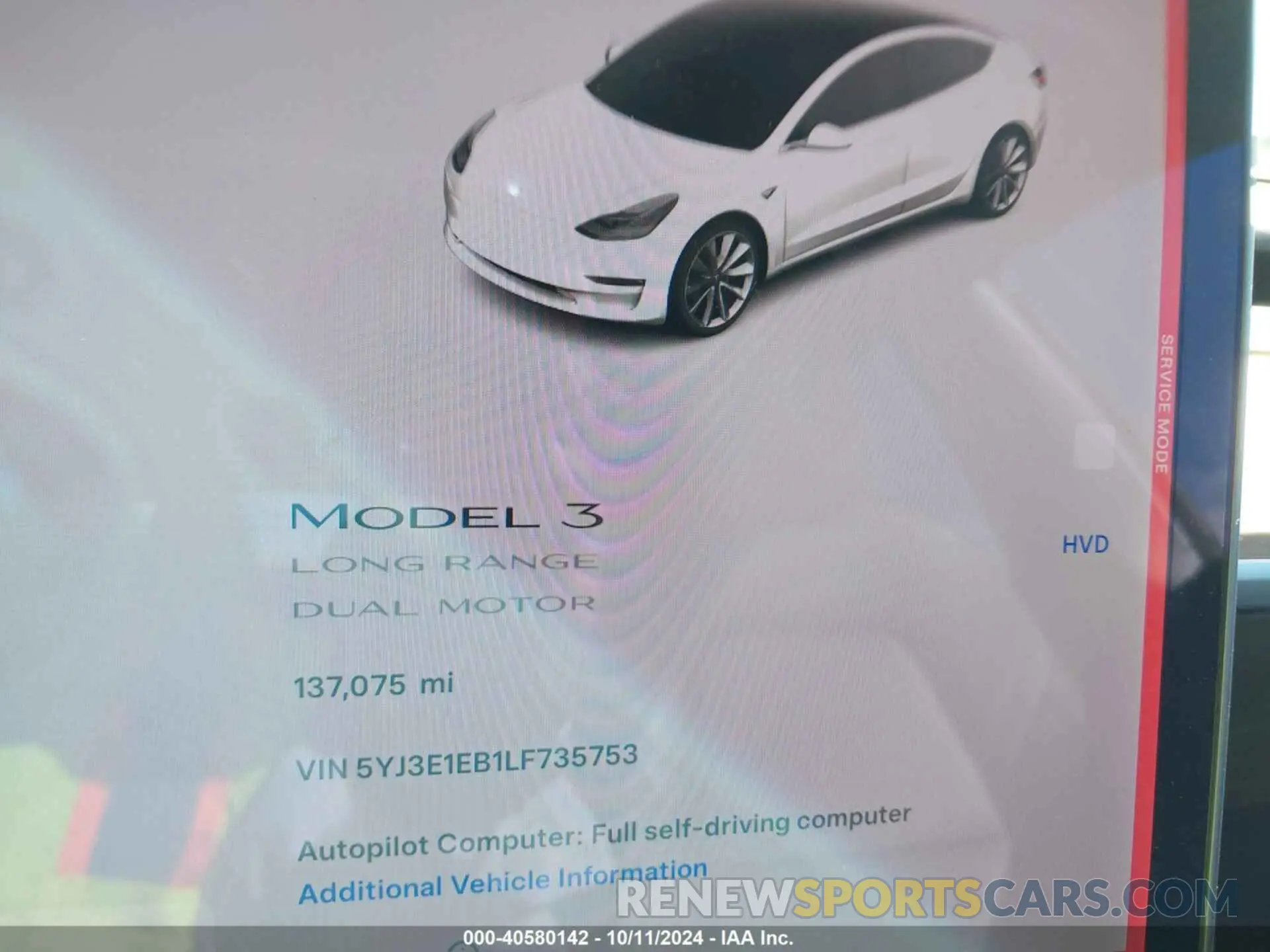 7 Photograph of a damaged car 5YJ3E1EB1LF735753 TESLA MODEL 3 2020