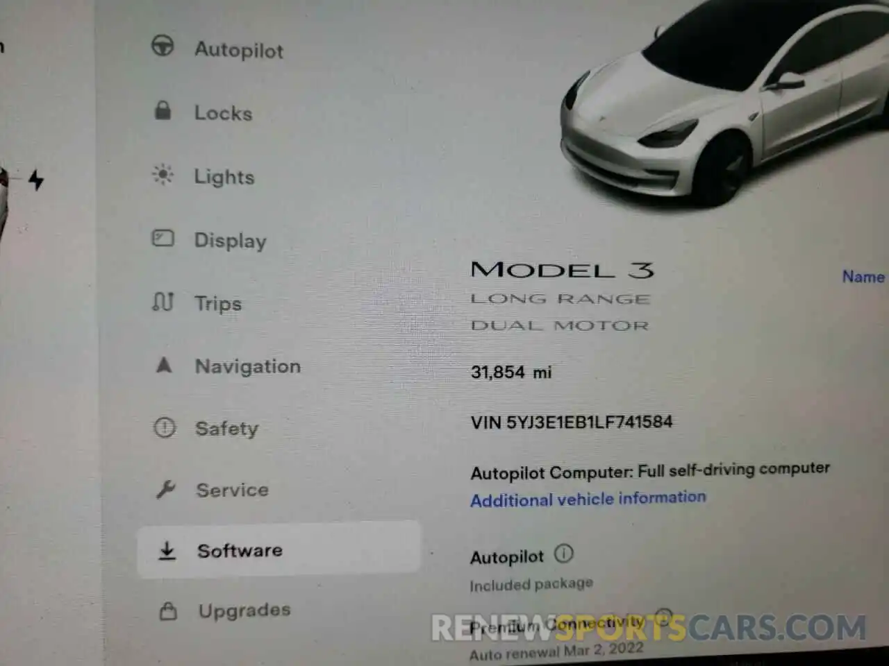 8 Photograph of a damaged car 5YJ3E1EB1LF741584 TESLA MODEL 3 2020