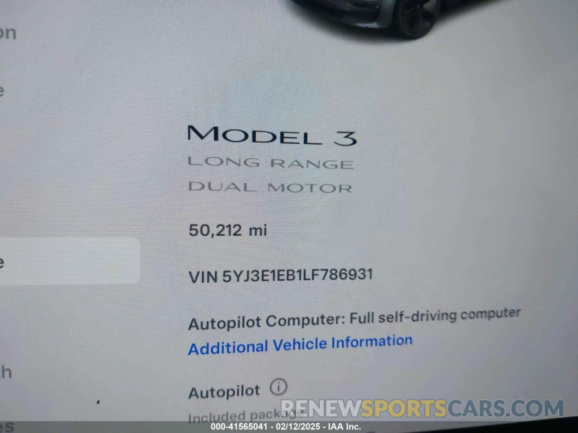15 Photograph of a damaged car 5YJ3E1EB1LF786931 TESLA MODEL 3 2020