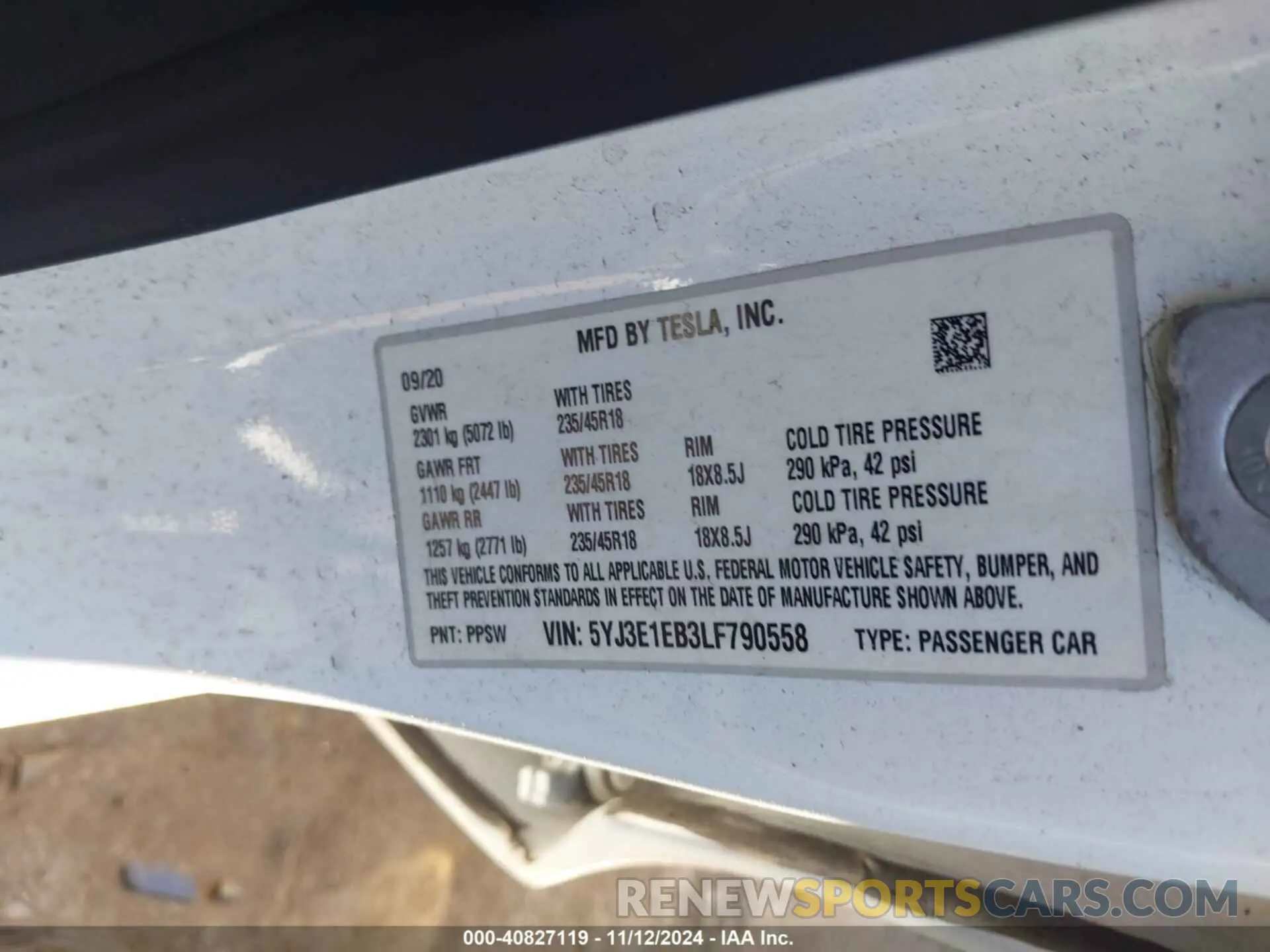 9 Photograph of a damaged car 5YJ3E1EB3LF790558 TESLA MODEL 3 2020