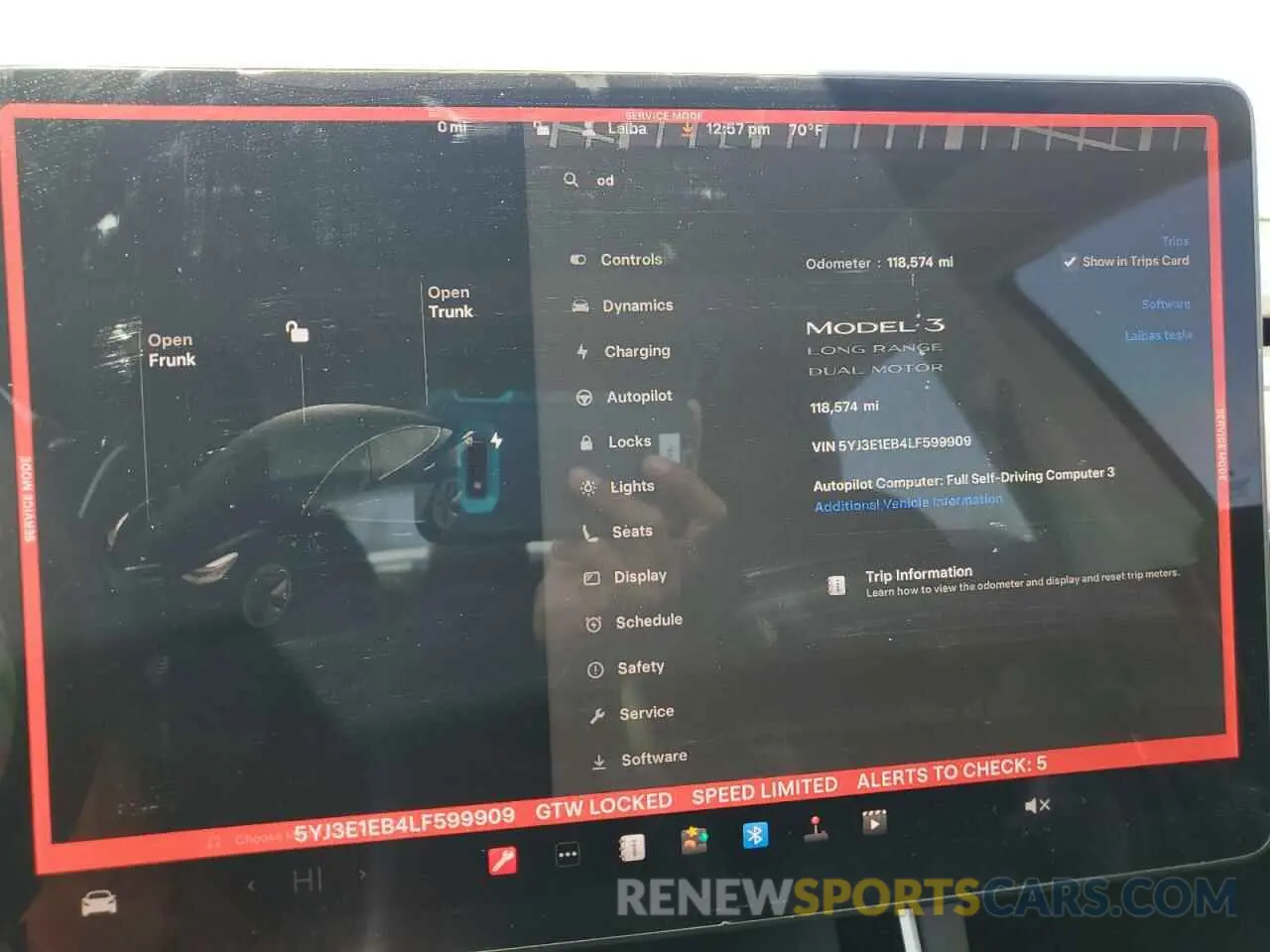 9 Photograph of a damaged car 5YJ3E1EB4LF599909 TESLA MODEL 3 2020