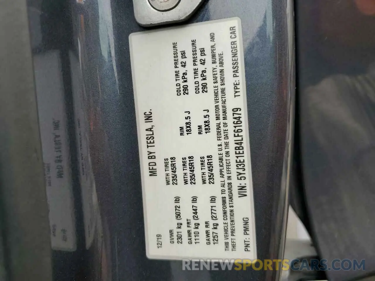 15 Photograph of a damaged car 5YJ3E1EB4LF616479 TESLA MODEL 3 2020