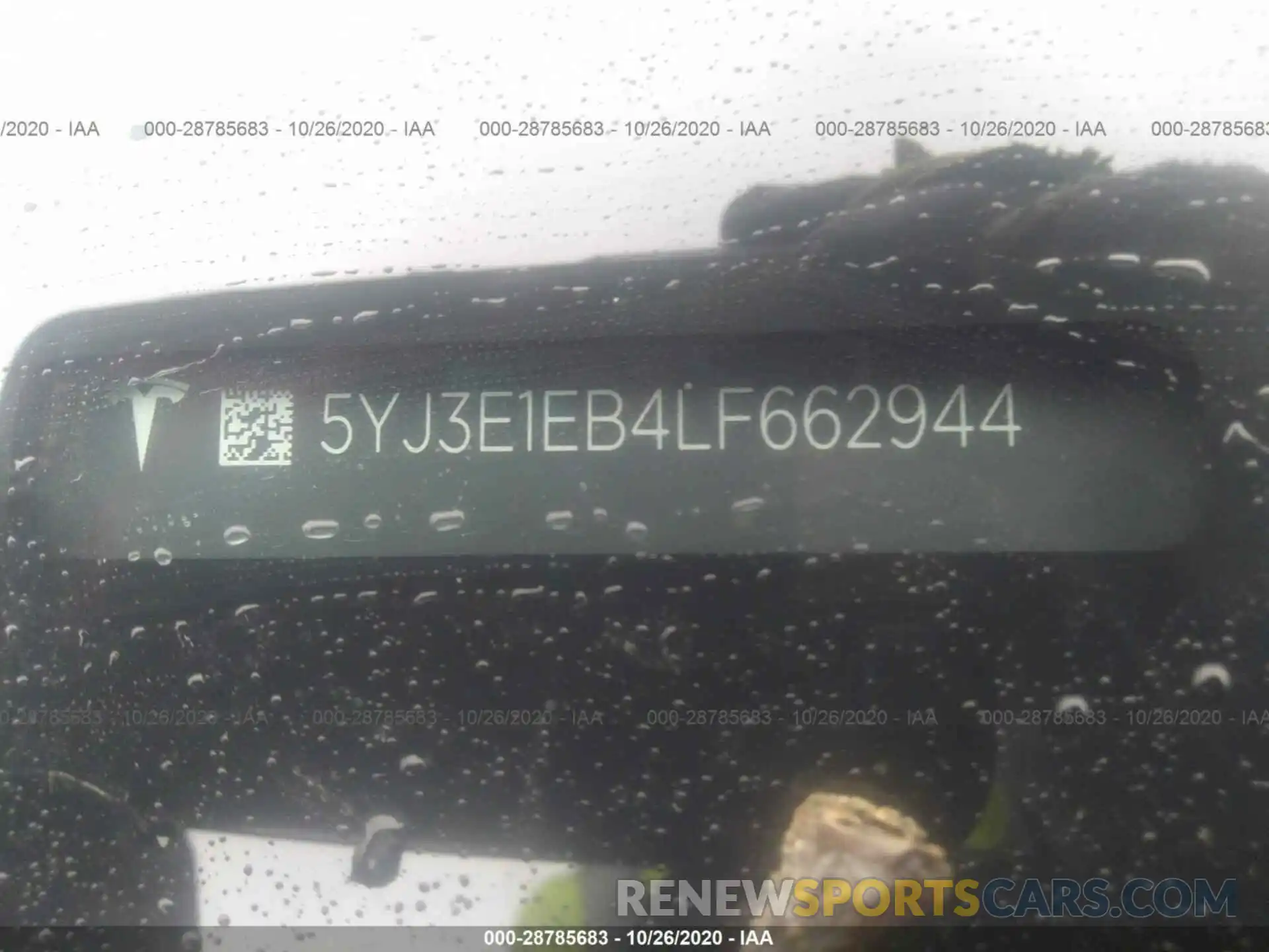 9 Photograph of a damaged car 5YJ3E1EB4LF662944 TESLA MODEL 3 2020